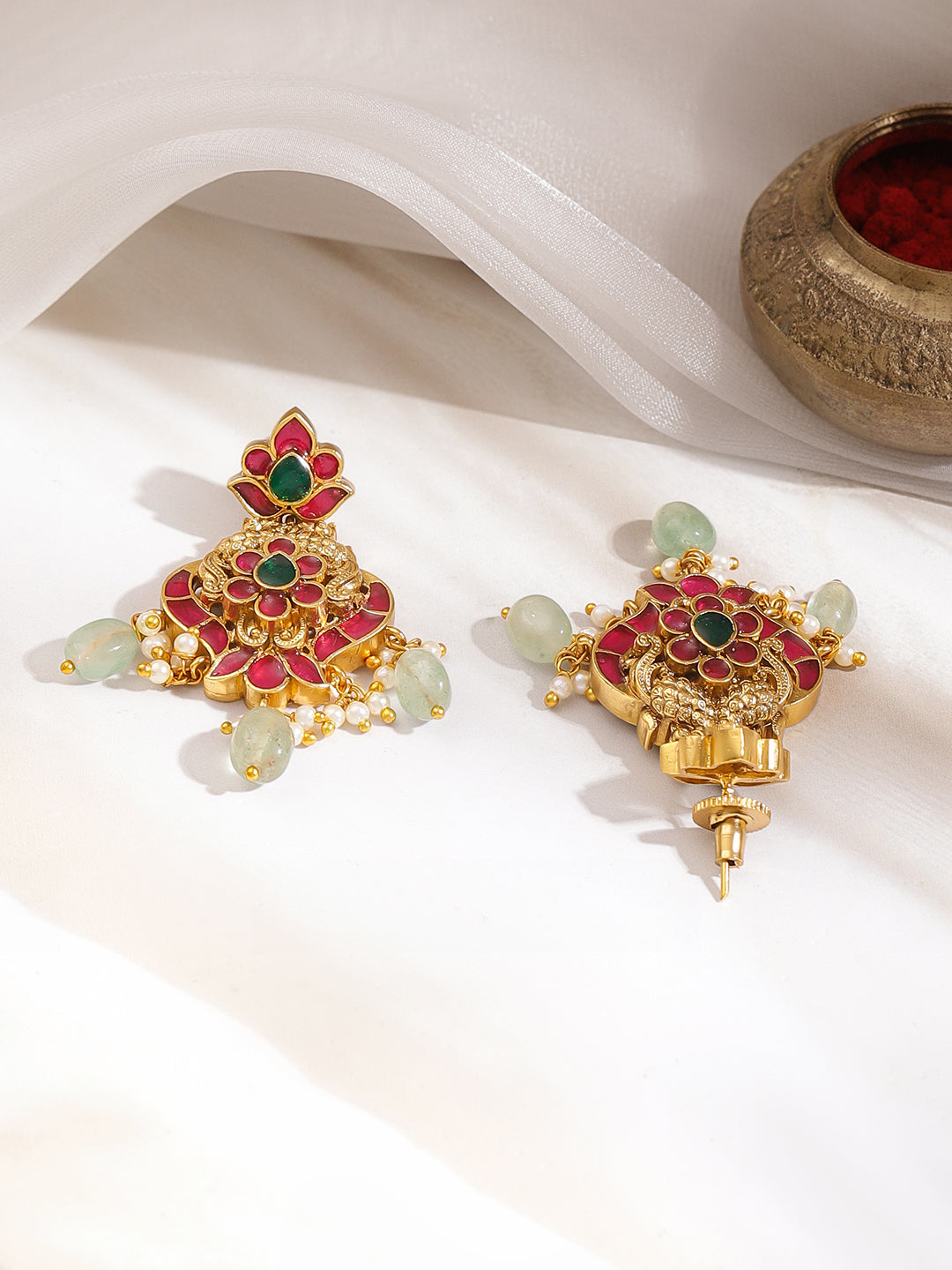 Pink-Green Royal Aura Necklace Set フリーサイズ