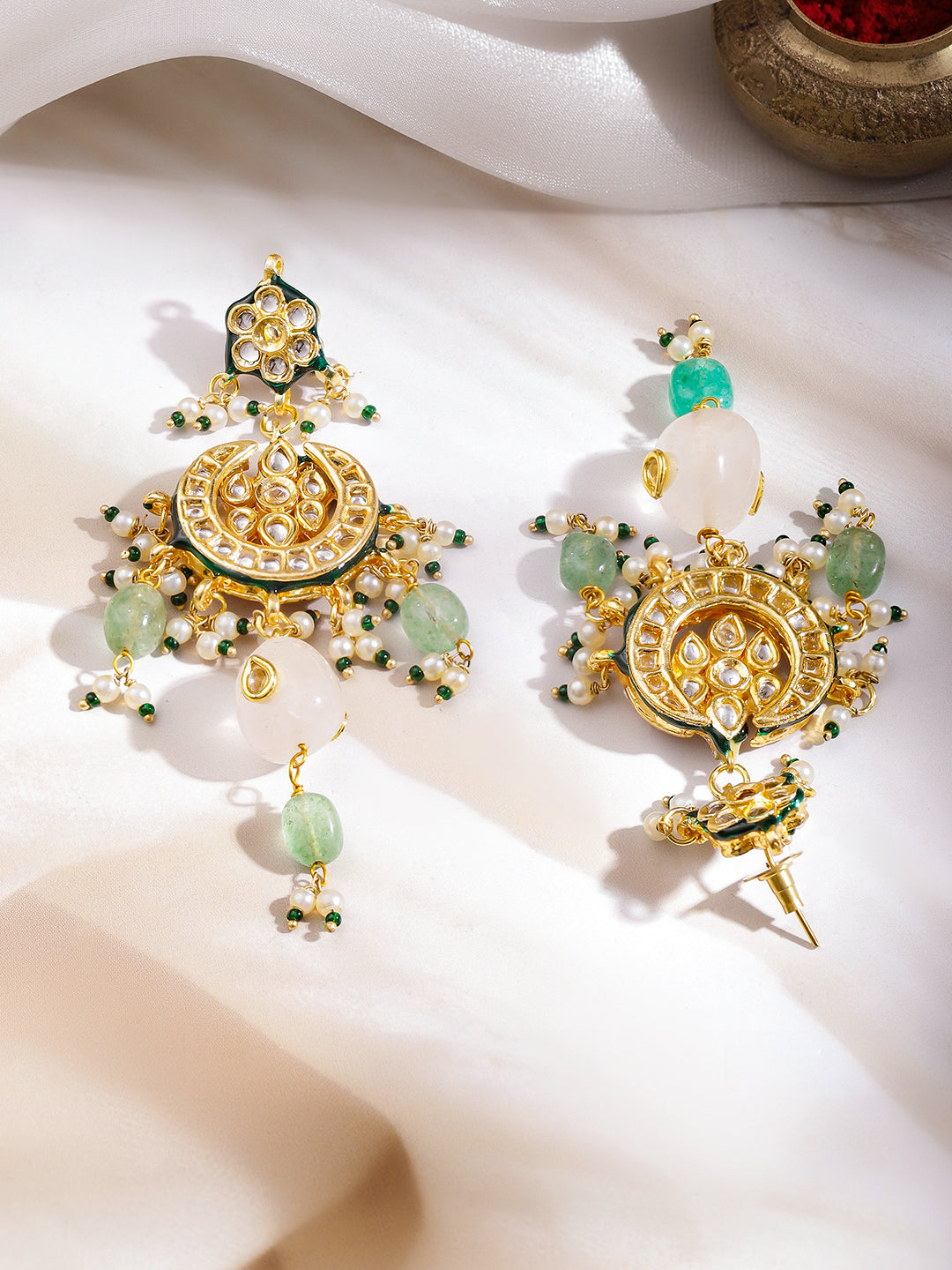 Multicolour Gemstone Kundan Necklace Set フリーサイズ
