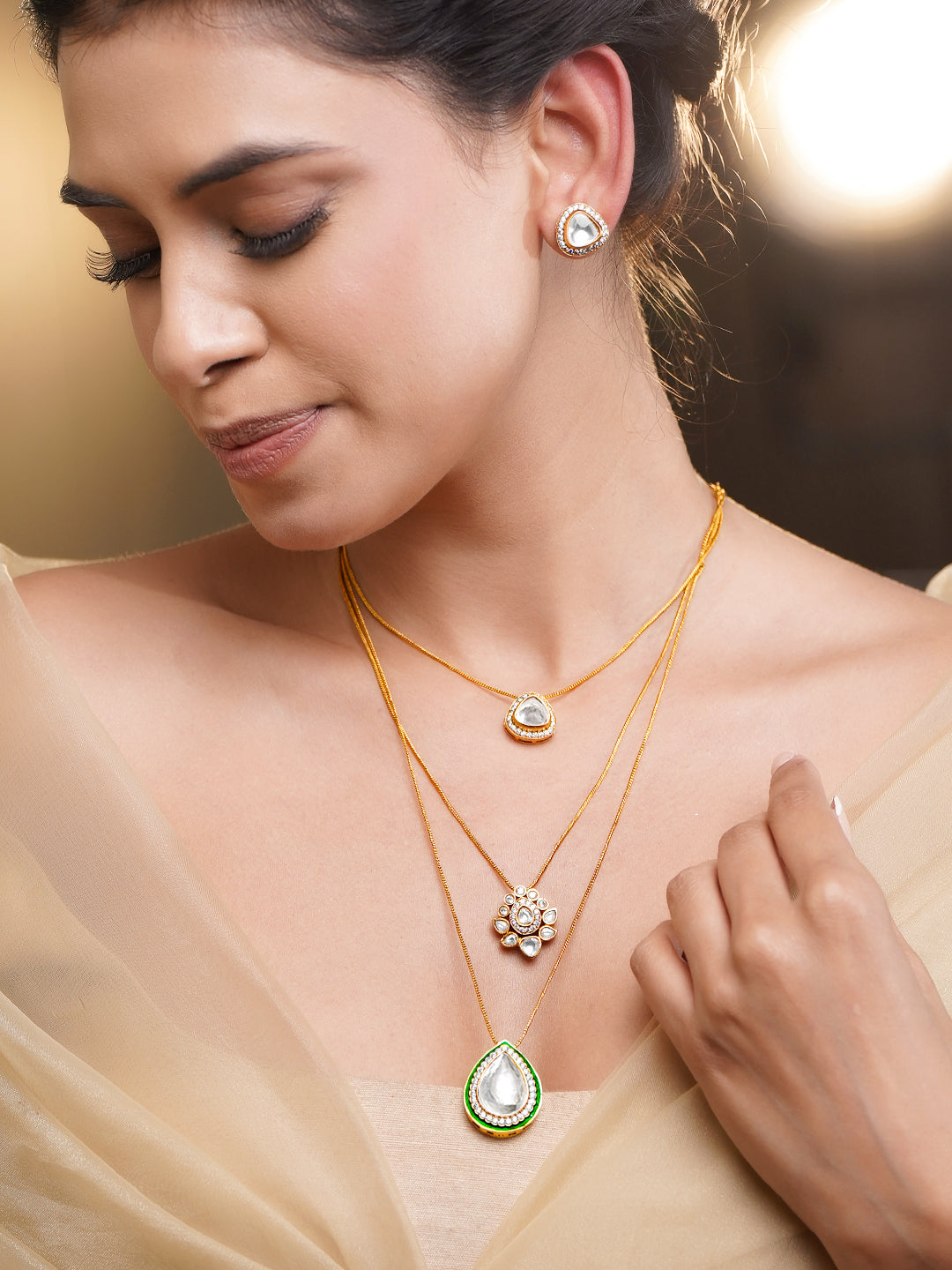 Luxe Radiance Kundan Layered Set フリーサイズ