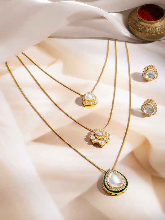 Luxe Radiance Kundan Layered Set フリーサイズ