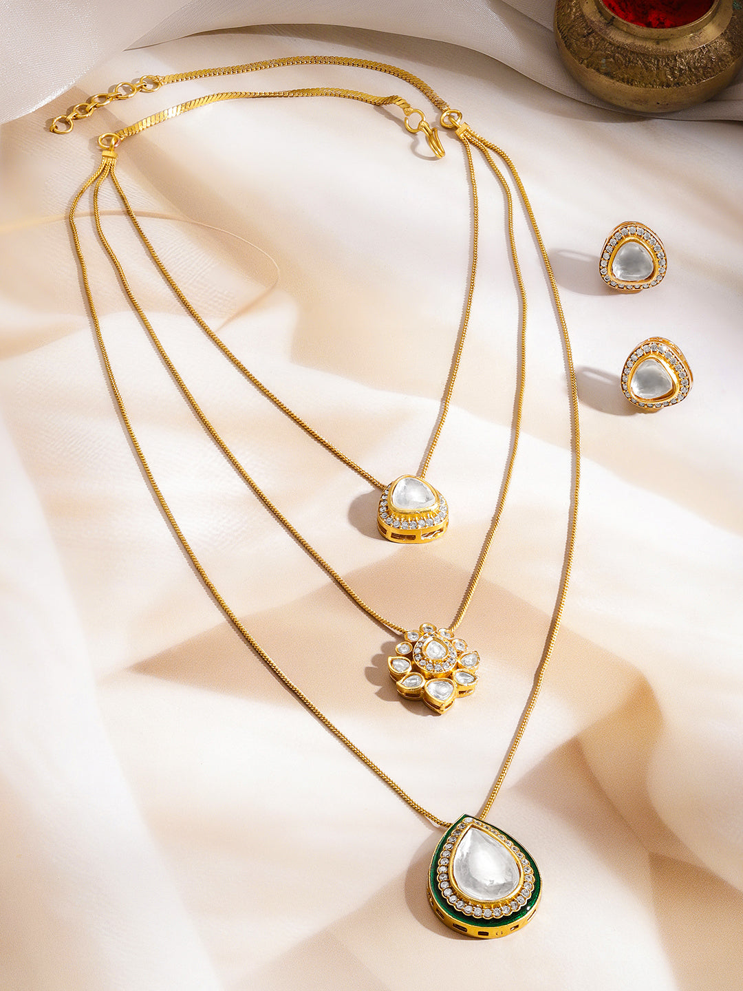 Luxe Radiance Kundan Layered Set フリーサイズ
