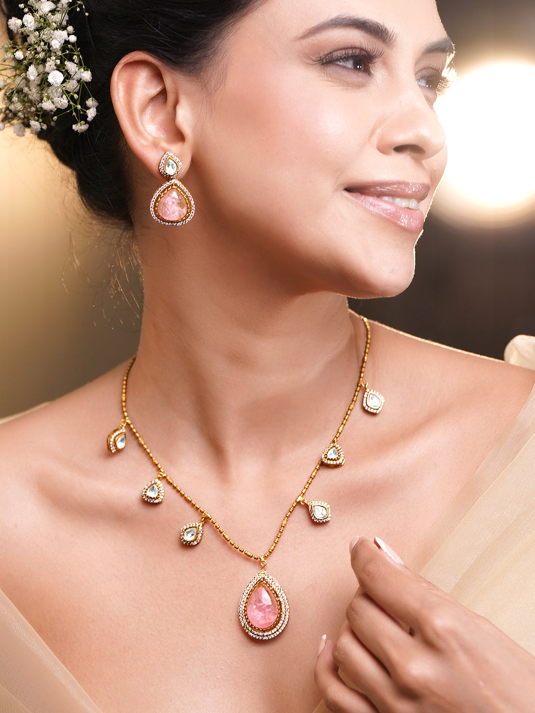 Luxe Rose Sparkle Necklace Set フリーサイズ