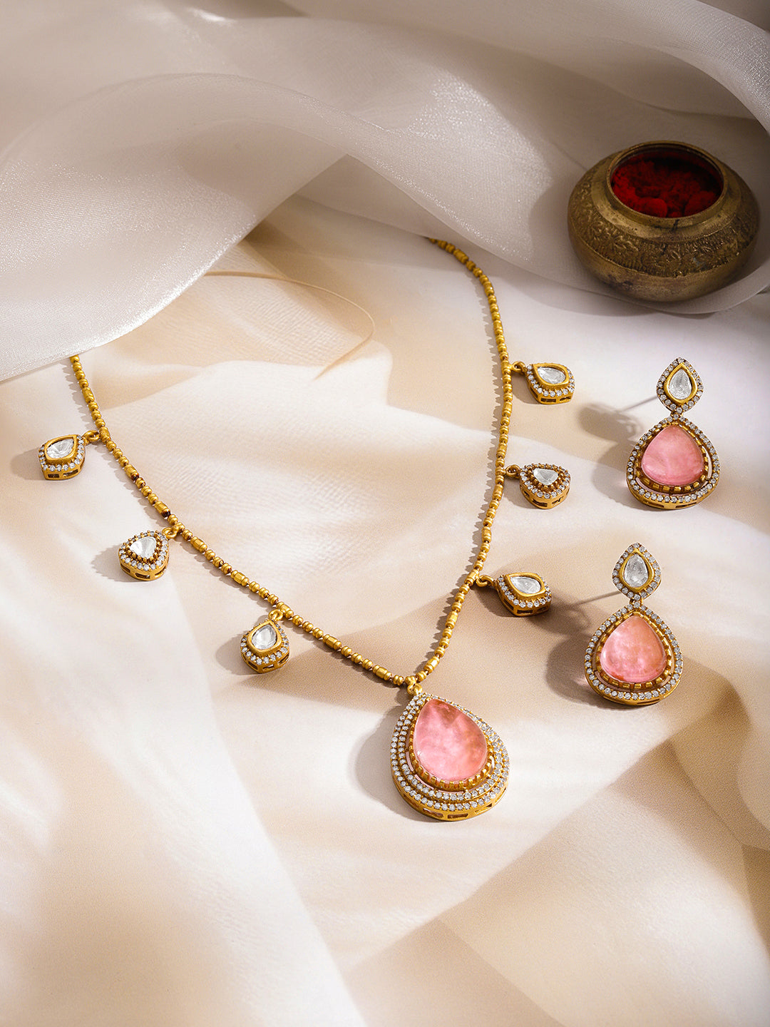 Luxe Rose Sparkle Necklace Set フリーサイズ