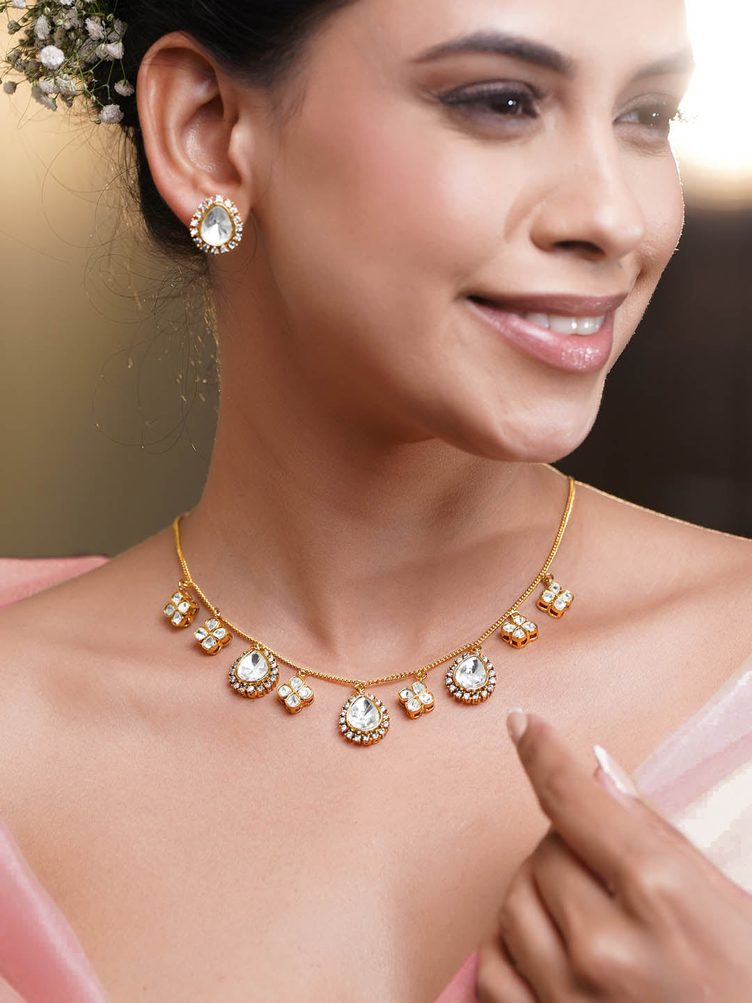 Festive Sparkle Kundan-Diamond Charm Set フリーサイズ