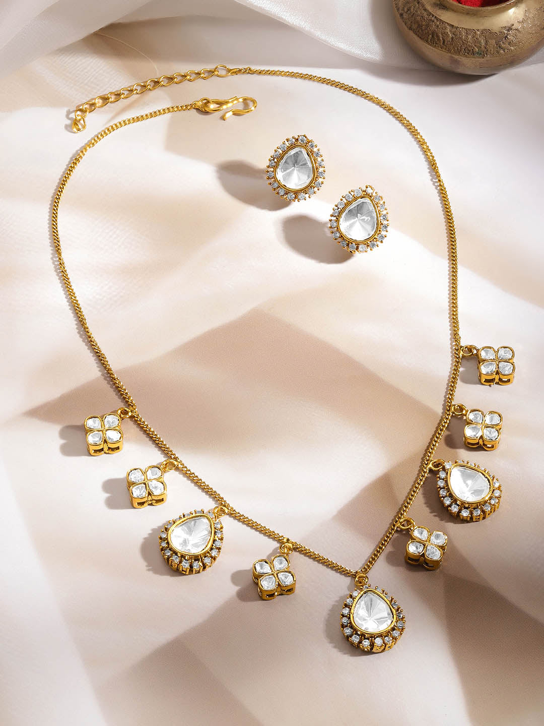 Festive Sparkle Kundan-Diamond Charm Set フリーサイズ