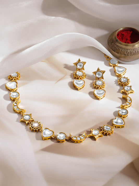 Statement Celestial Kundan Necklace Set フリーサイズ