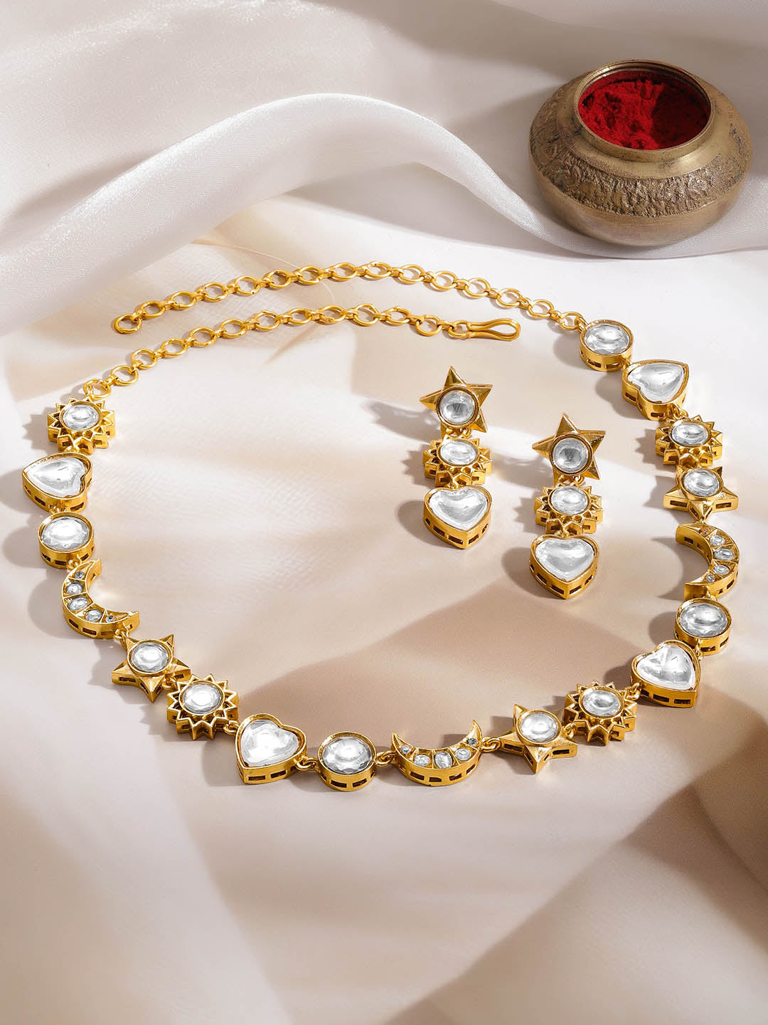 Statement Celestial Kundan Necklace Set フリーサイズ