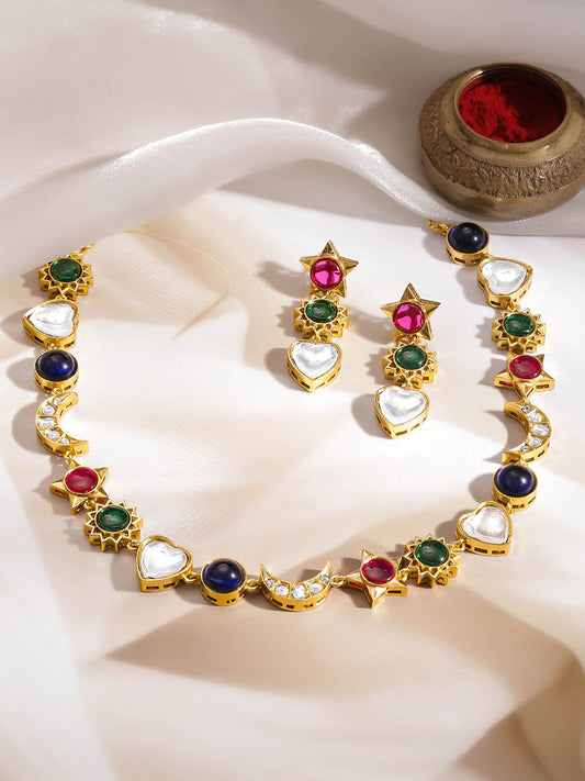 Multi-Charm Kundan Diamond Statement Set フリーサイズ