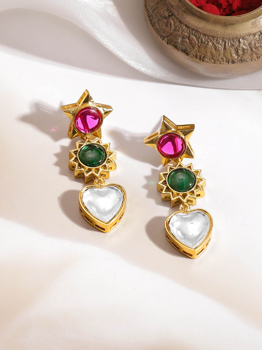 Multi-Charm Kundan Diamond Statement Set フリーサイズ
