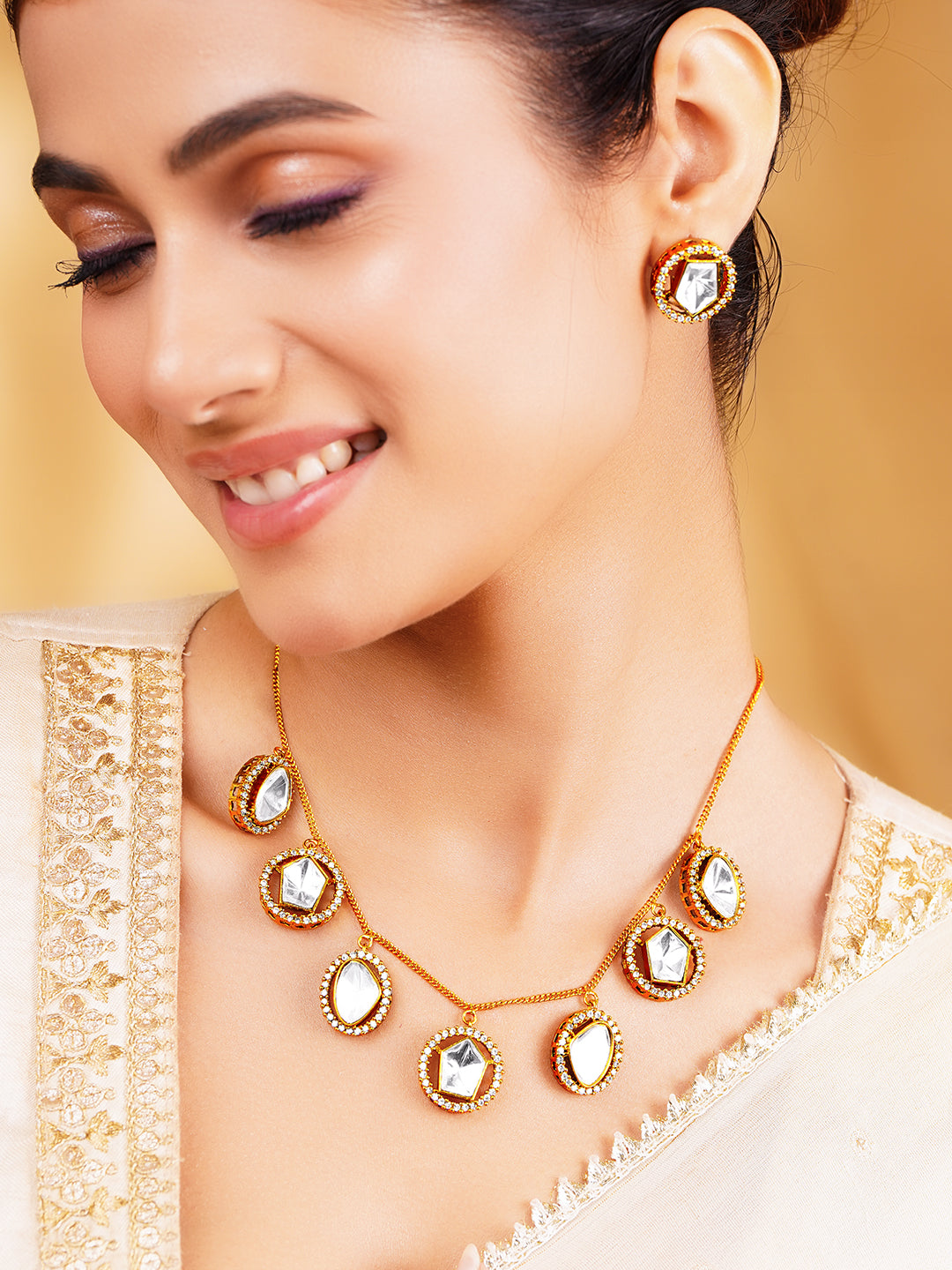 Golden Charm Glow Drop Necklace Length - 23 cm