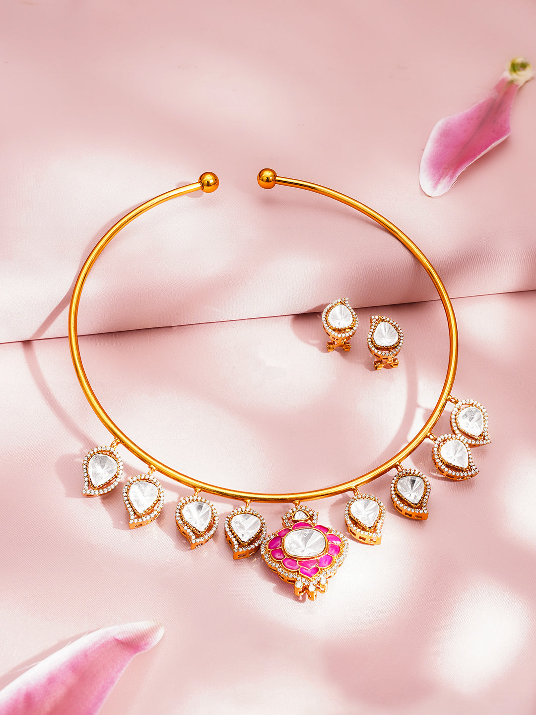 Glam Statement Kundan Collar Necklace Set フリーサイズ