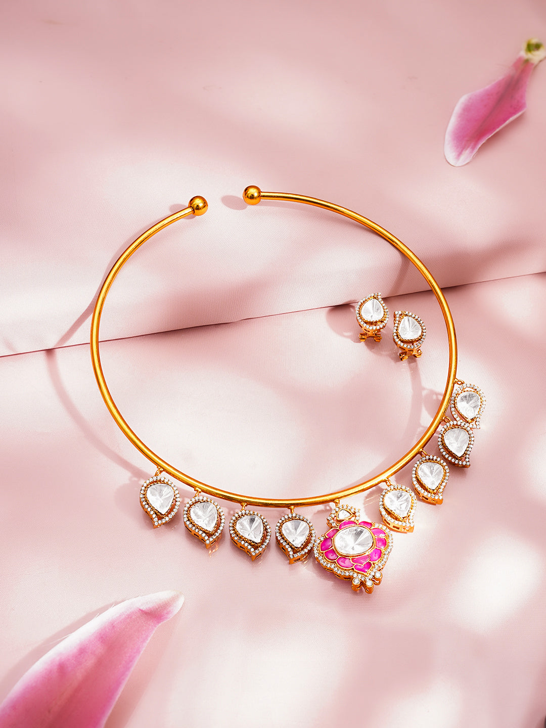 Glam Statement Kundan Collar Necklace Set フリーサイズ