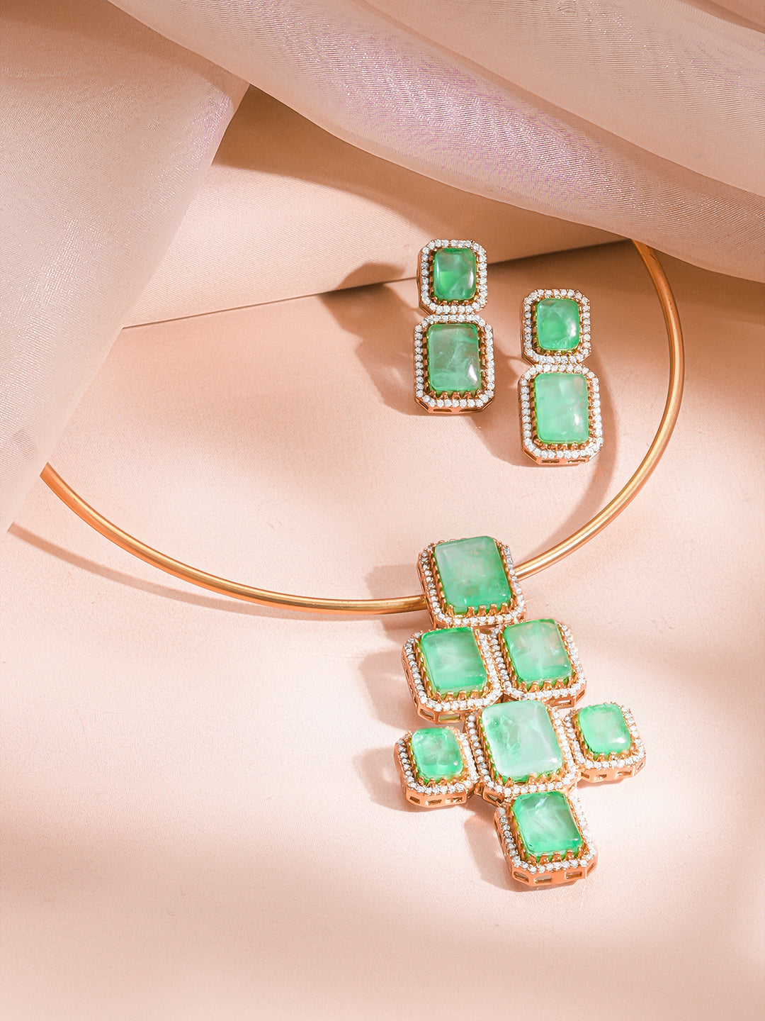 Mint Green Statement Luxe Collar Necklace Set フリーサイズ