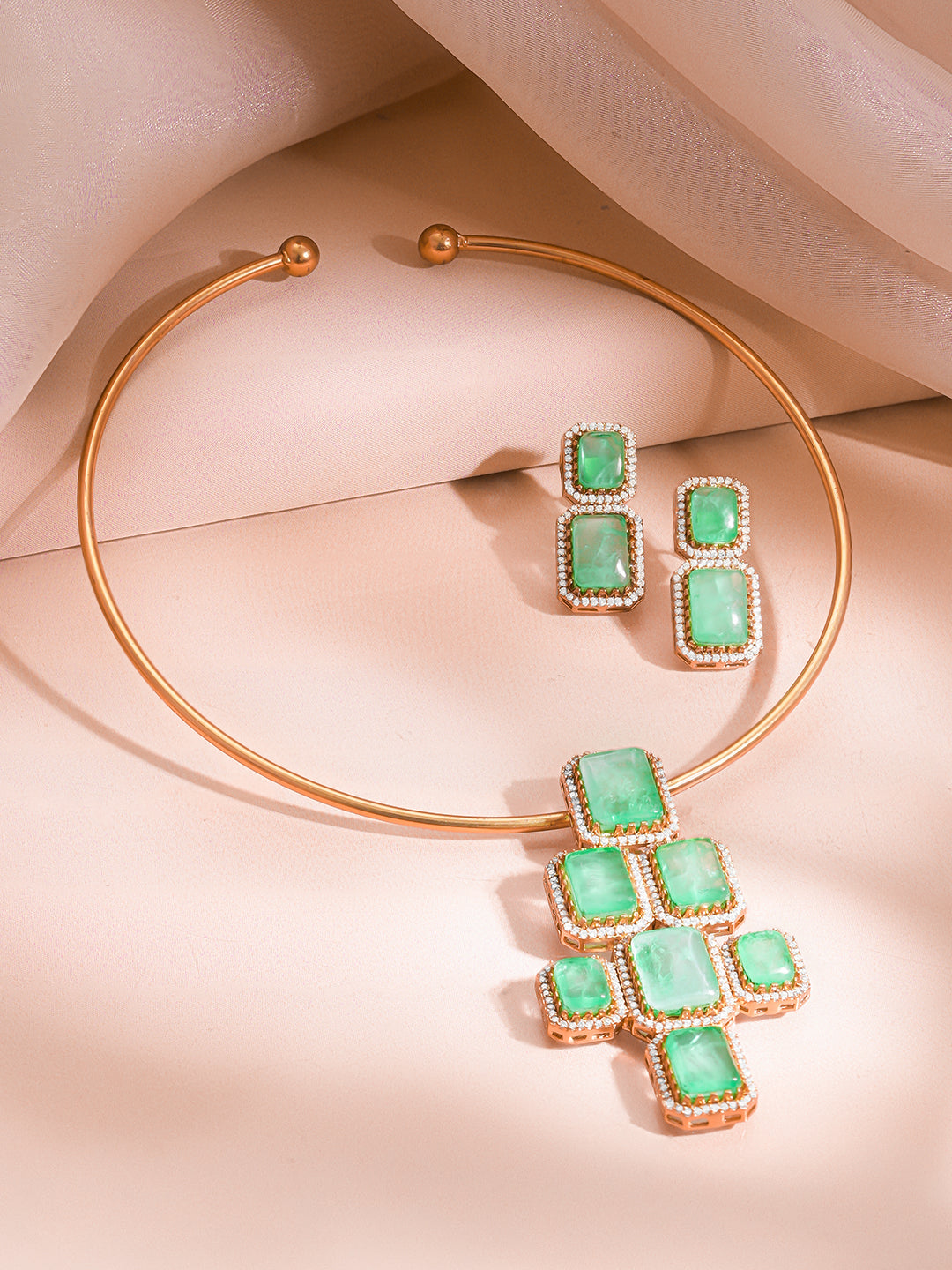 Mint Green Statement Luxe Collar Necklace Set フリーサイズ