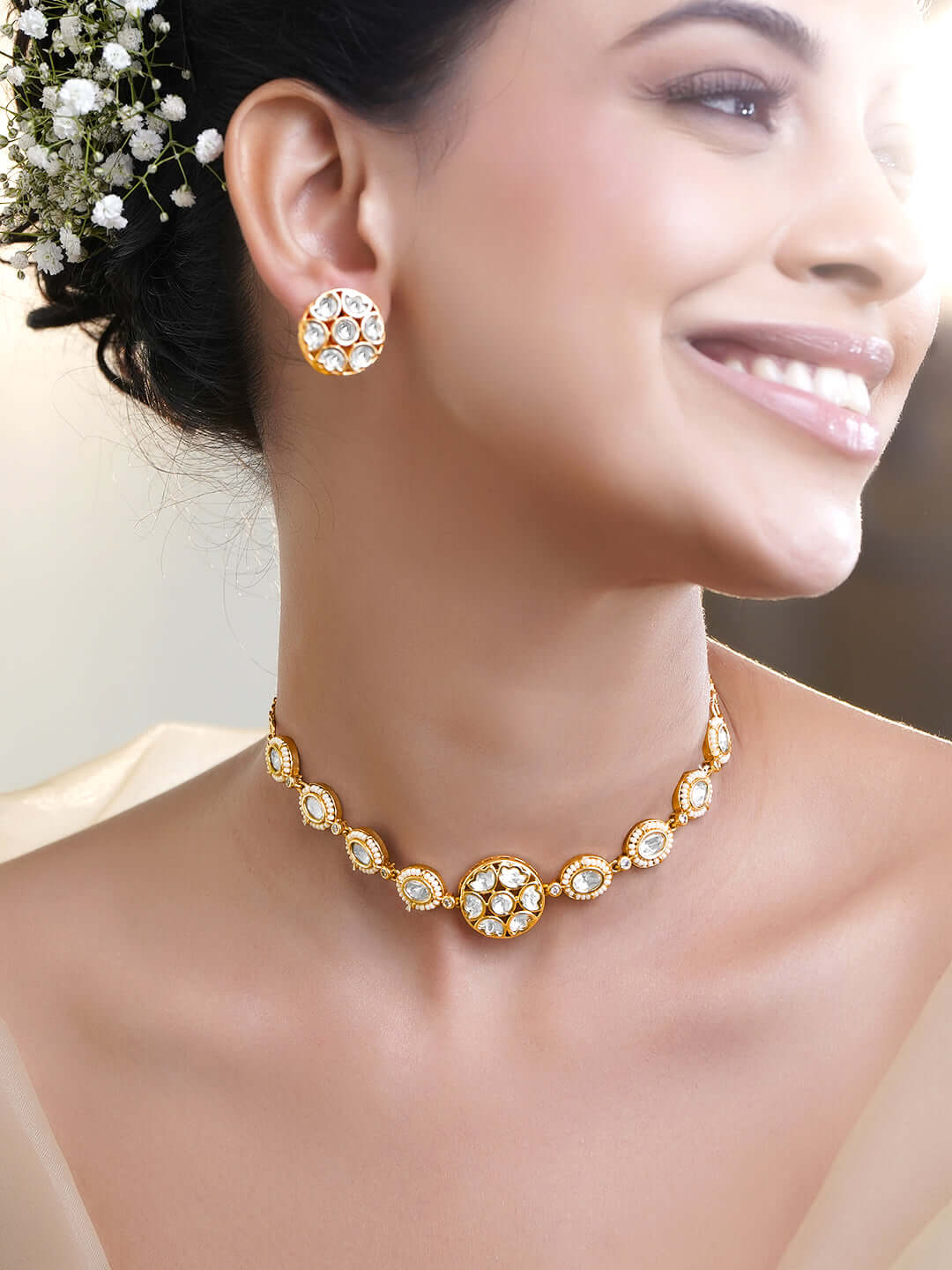 Timeless Kundan Choker Necklace Set フリーサイズ