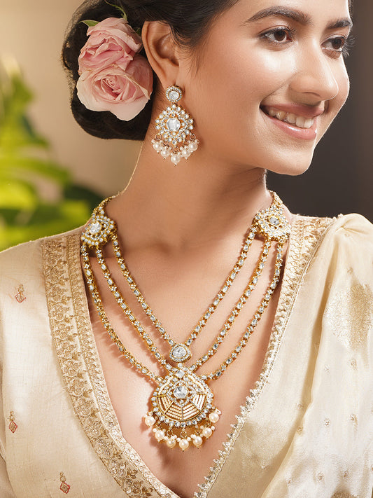 Royal Kundan Diamond Layered Jewellery Set フリーサイズ