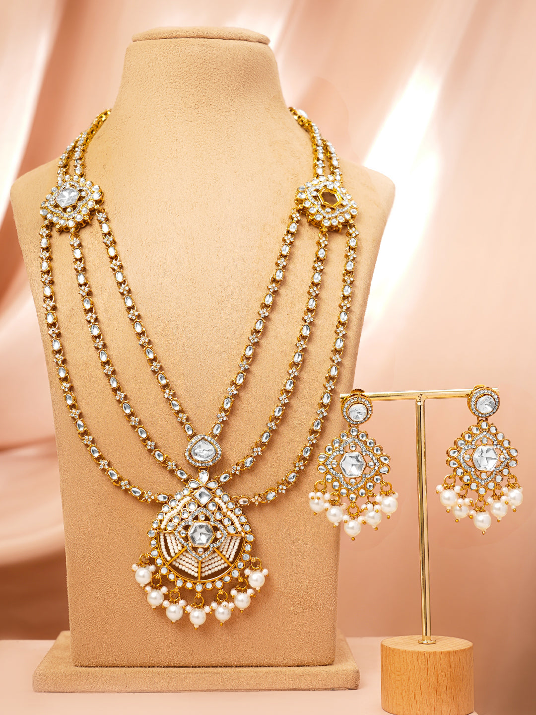 Royal Kundan Diamond Layered Jewellery Set フリーサイズ
