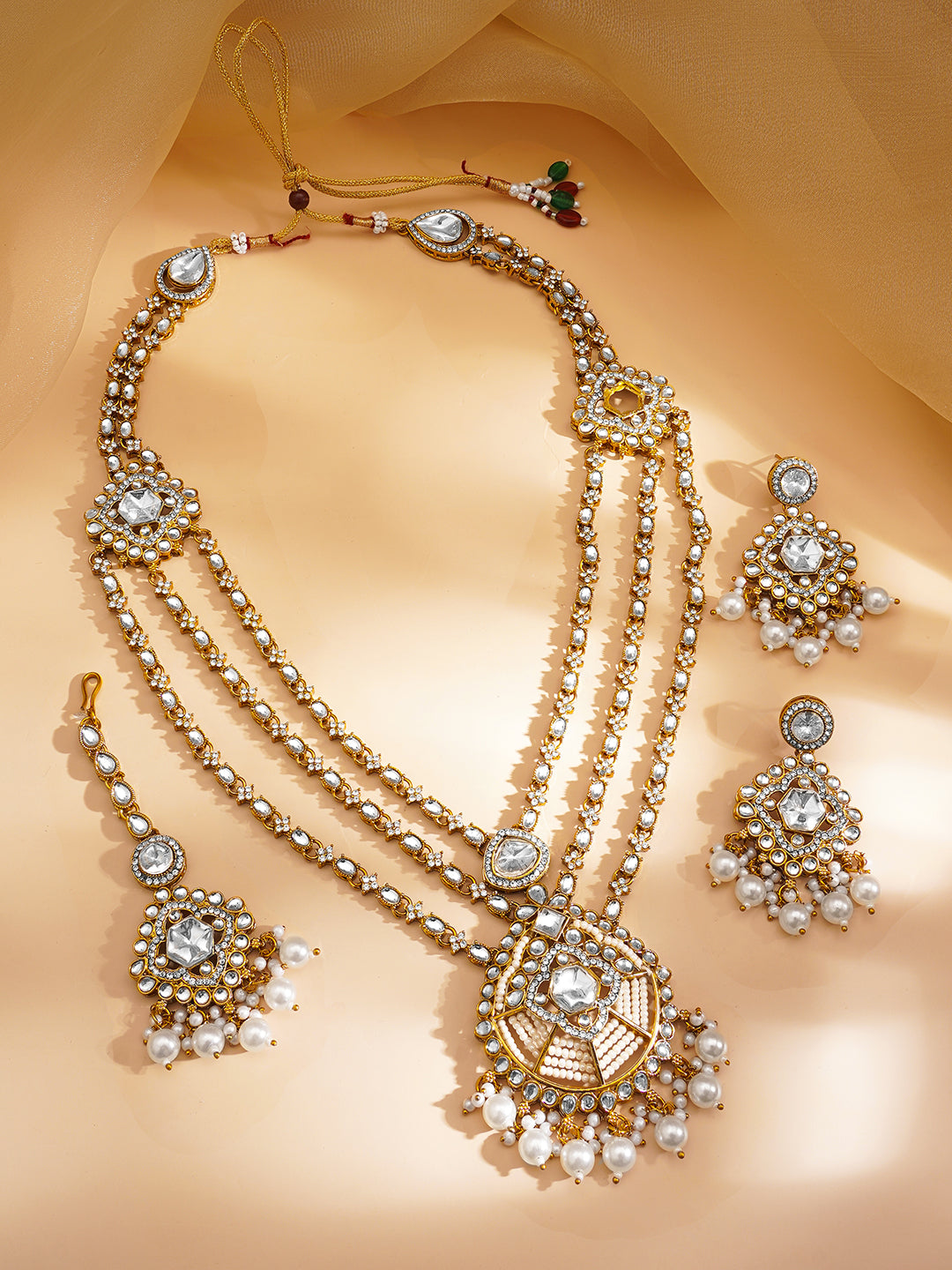Royal Kundan Diamond Layered Jewellery Set フリーサイズ