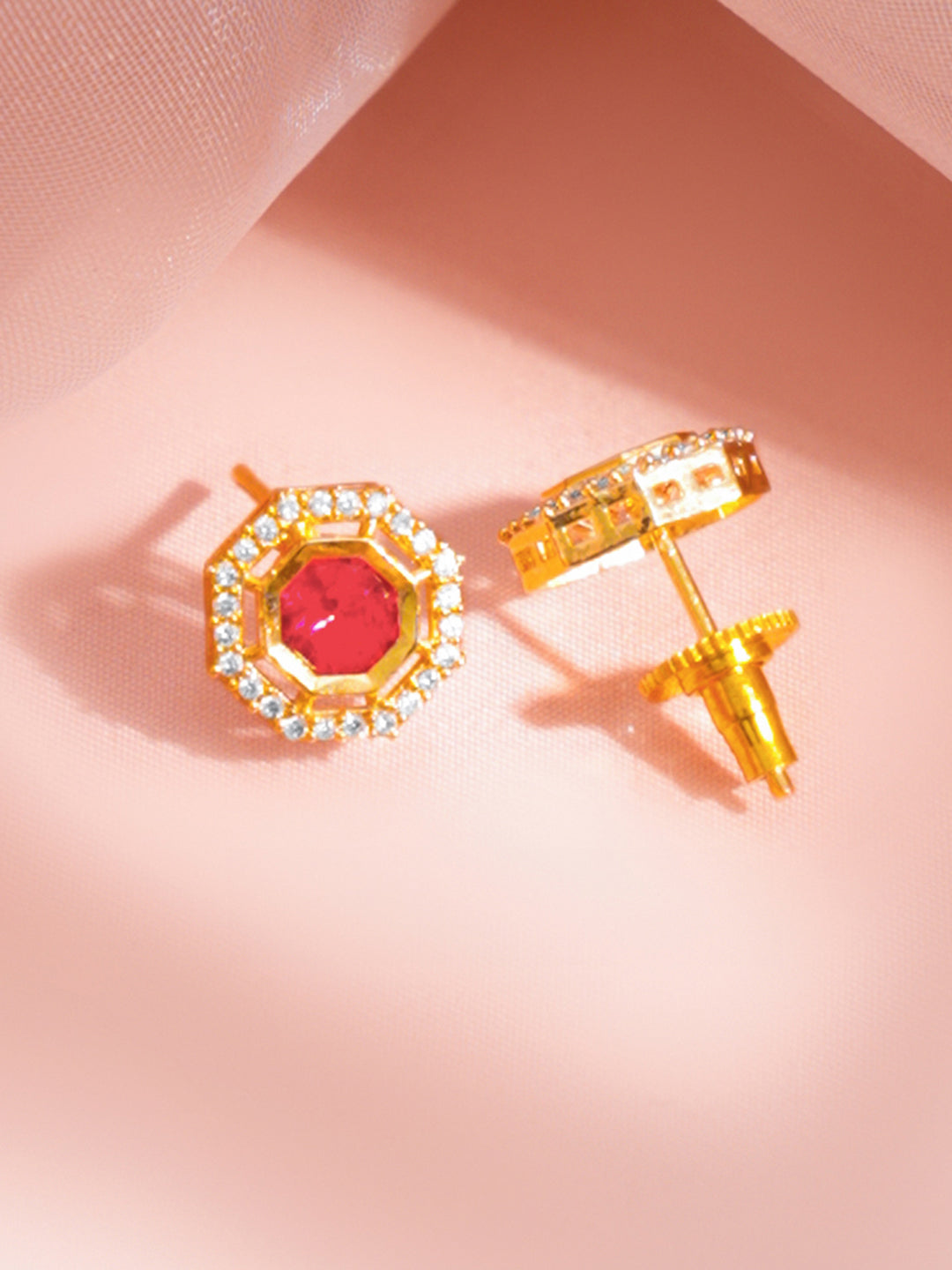 Ruby Zirconia Drop Charm Necklace Set フリーサイズ