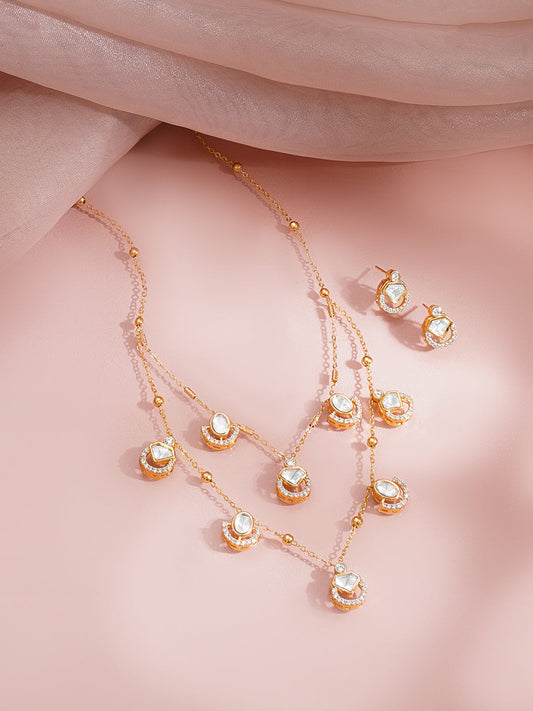 Golden Glow Layered Charm Necklace Set フリーサイズ