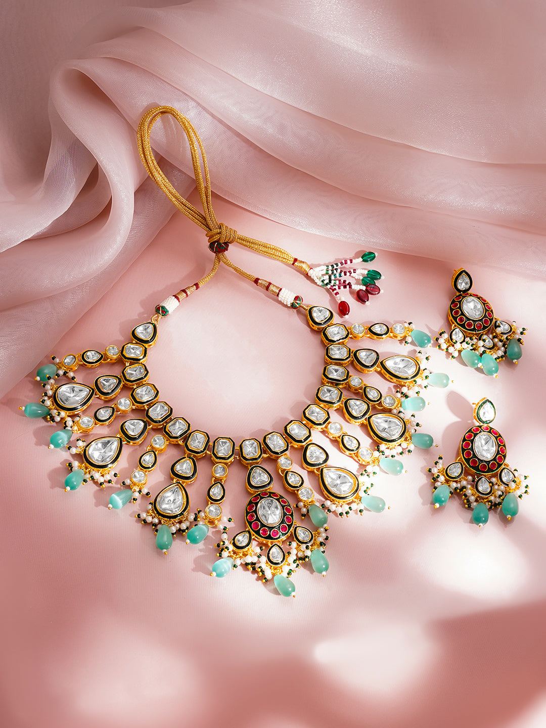 【Rubans】 Bridal Glow Kundan Statement Necklace Set｜ブライダルグロー クンダン ステートメント ネックレスセット