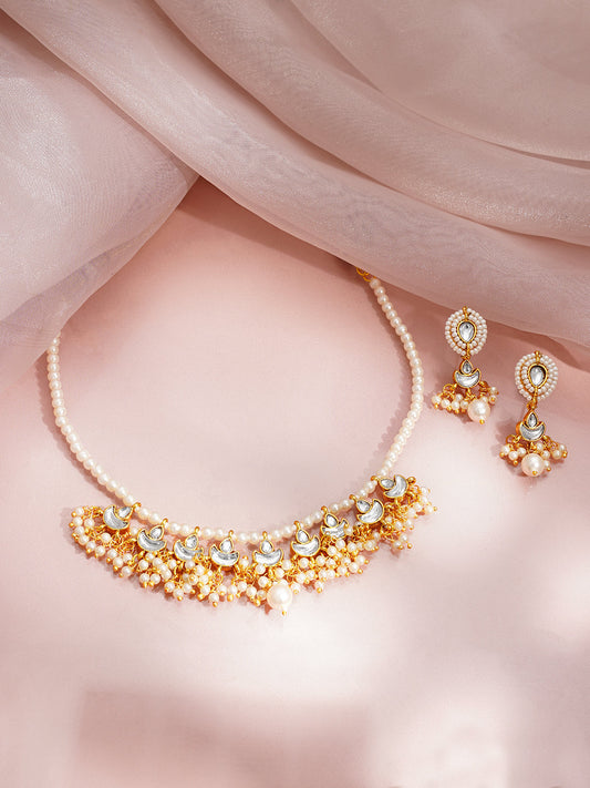 Pearl Glow Kundan Festive Choker Set Length - 13 cm