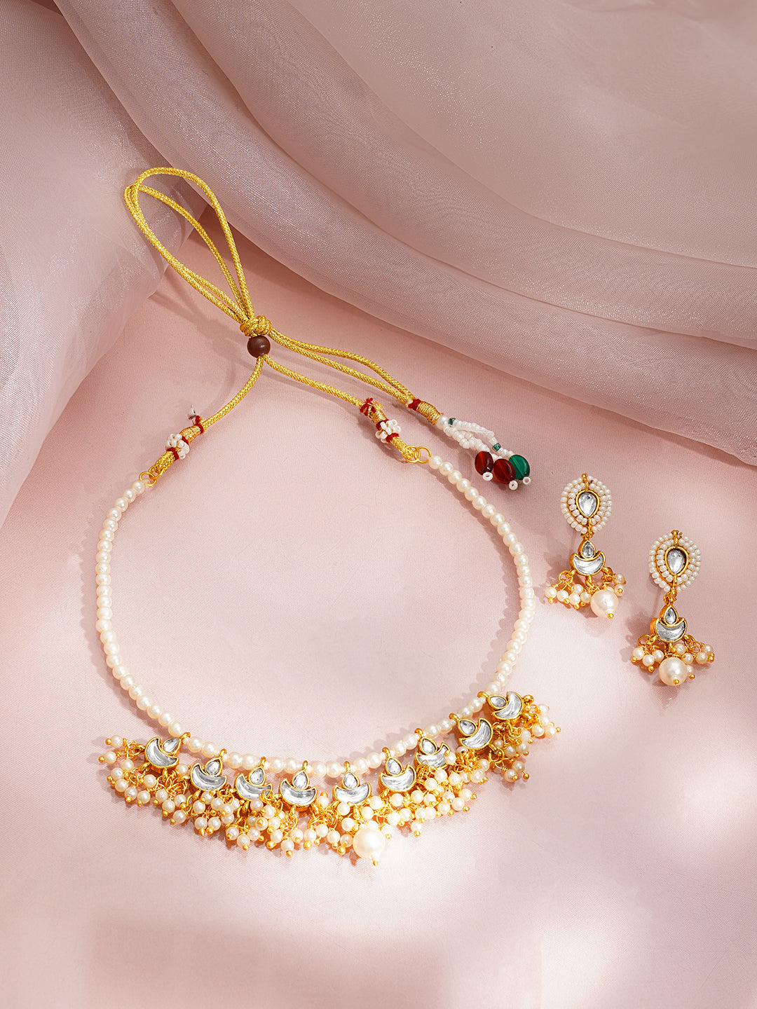 Pearl Glow Kundan Festive Choker Set Length - 13 cm