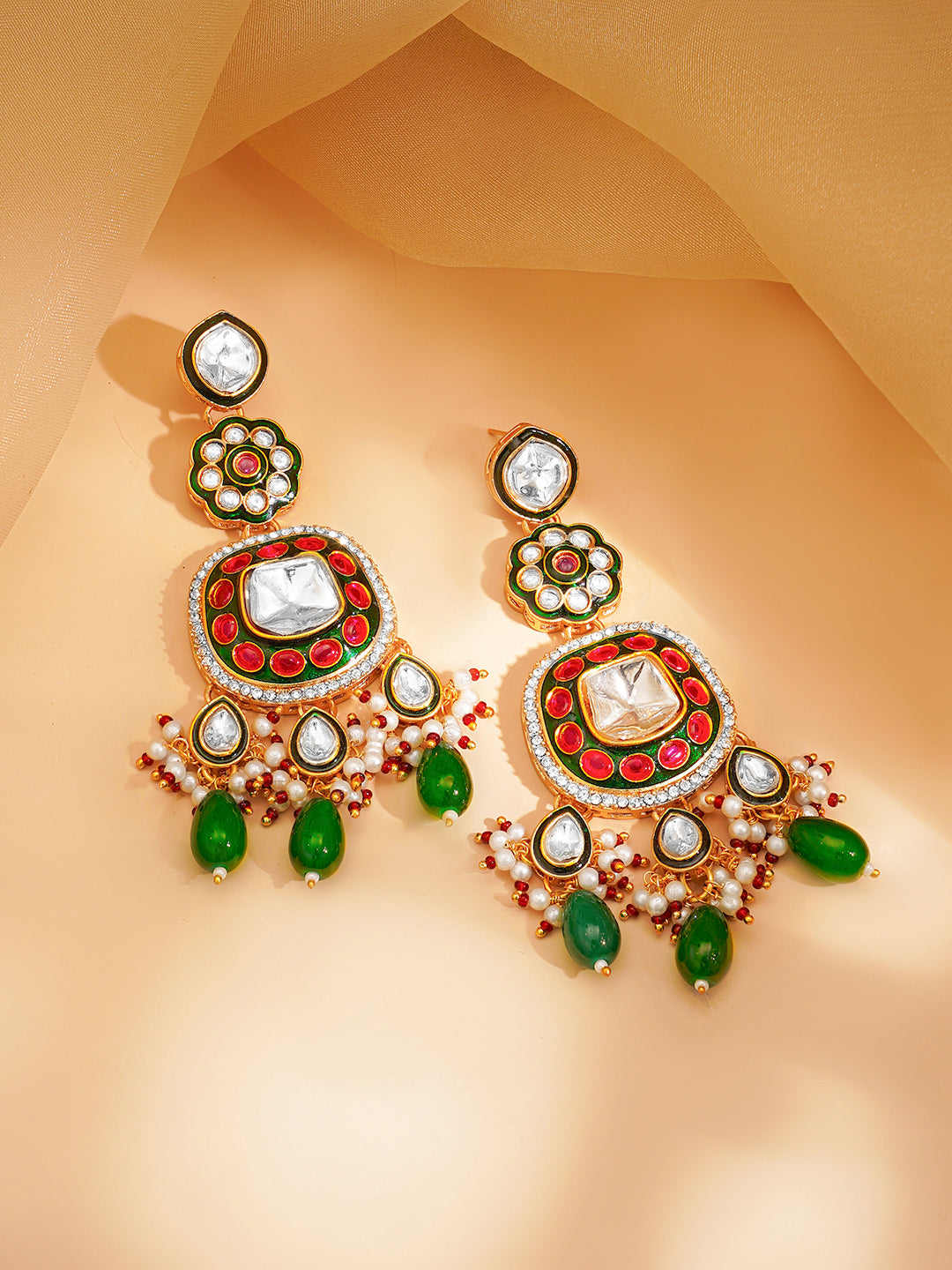 Luxury Wedding Ruby Emerald Kundan Set フリーサイズ
