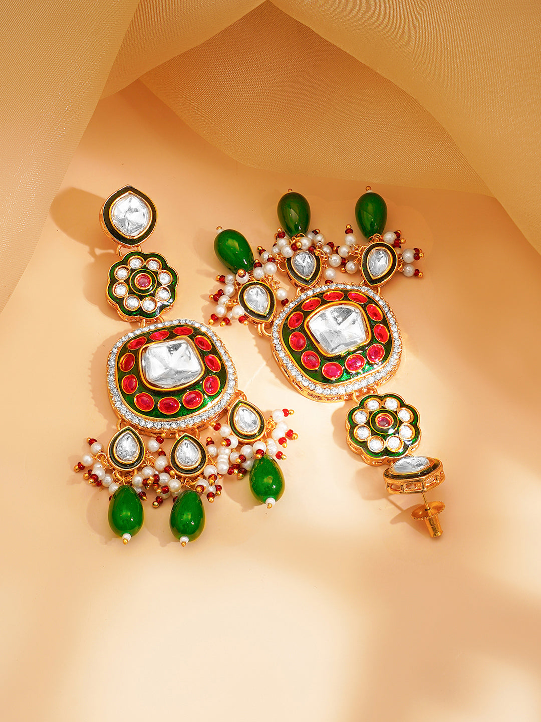 Luxury Wedding Ruby Emerald Kundan Set フリーサイズ