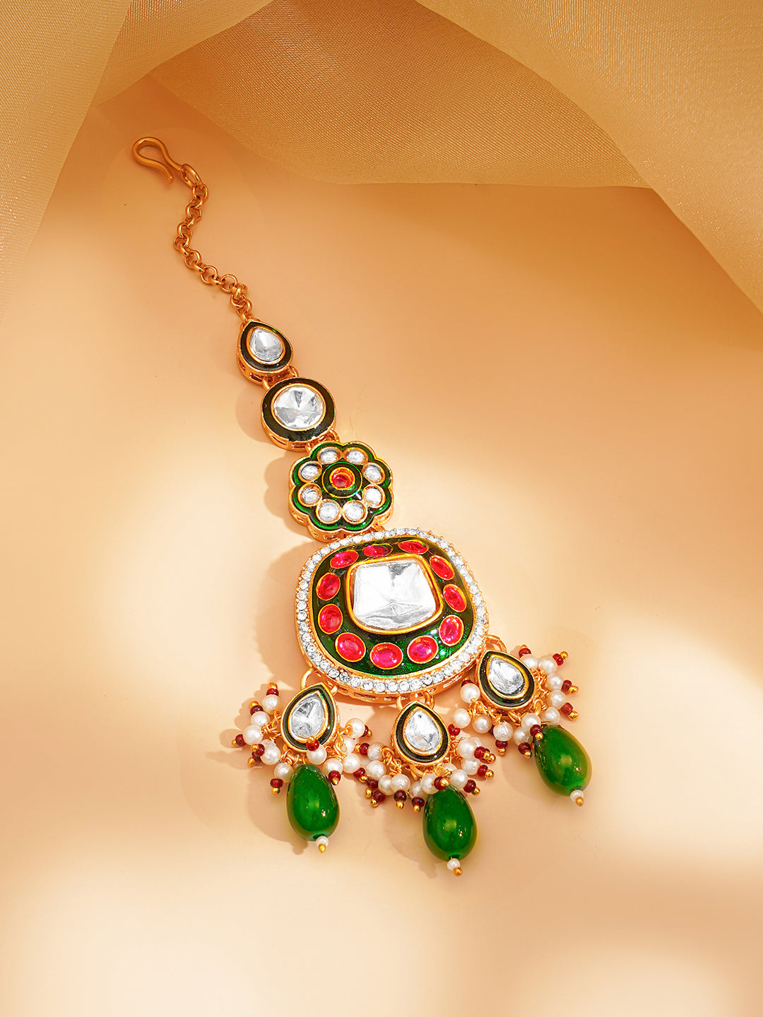 Luxury Wedding Ruby Emerald Kundan Set フリーサイズ