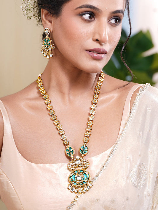 Teal Glow Kundan Statement Set フリーサイズ