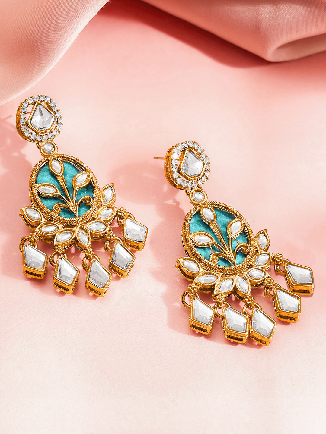 Teal Glow Kundan Statement Set フリーサイズ