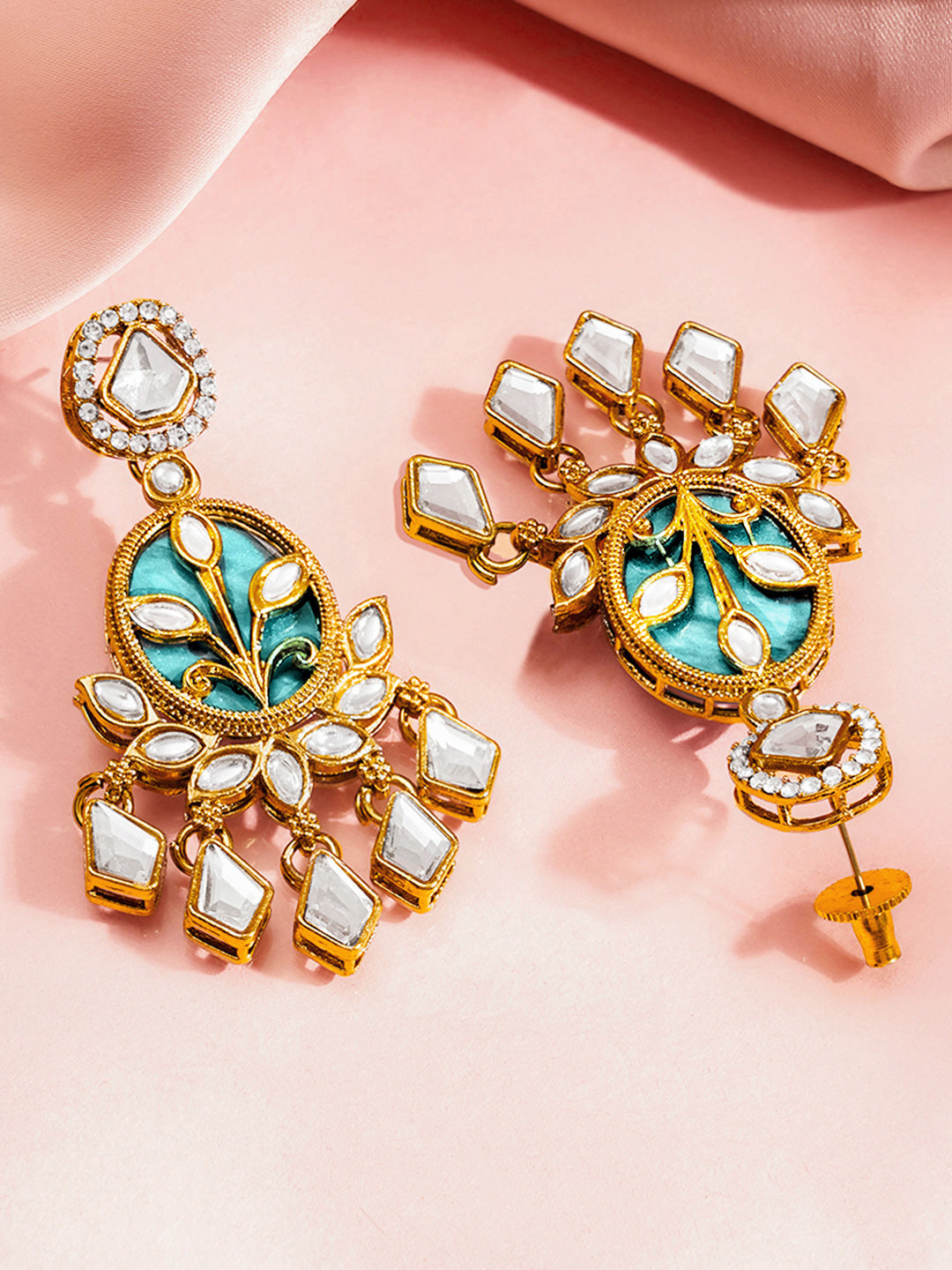 Teal Glow Kundan Statement Set フリーサイズ