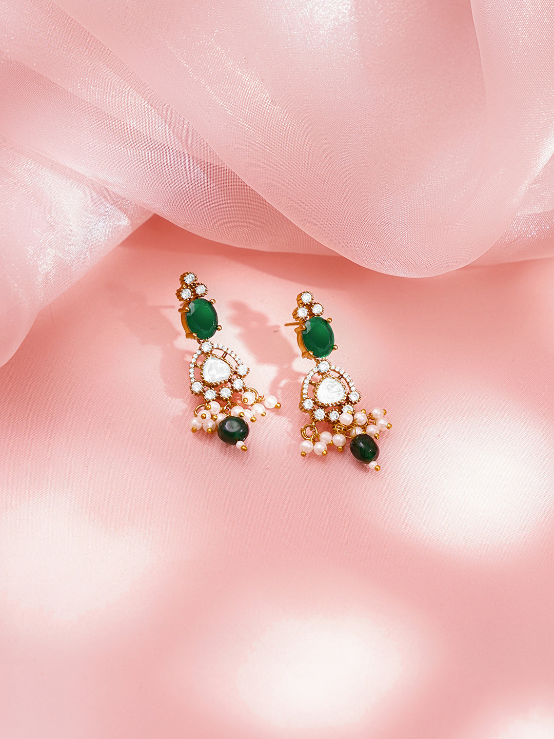 Festive Emerald Zirconia Necklace Set フリーサイズ