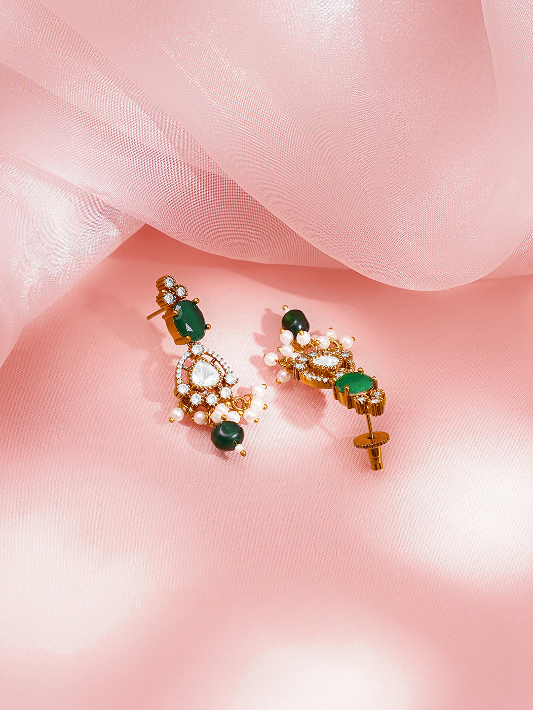 Festive Emerald Zirconia Necklace Set フリーサイズ
