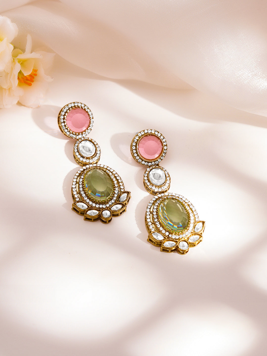 Regal Multicolor Kundan Statement Necklace Set フリーサイズ