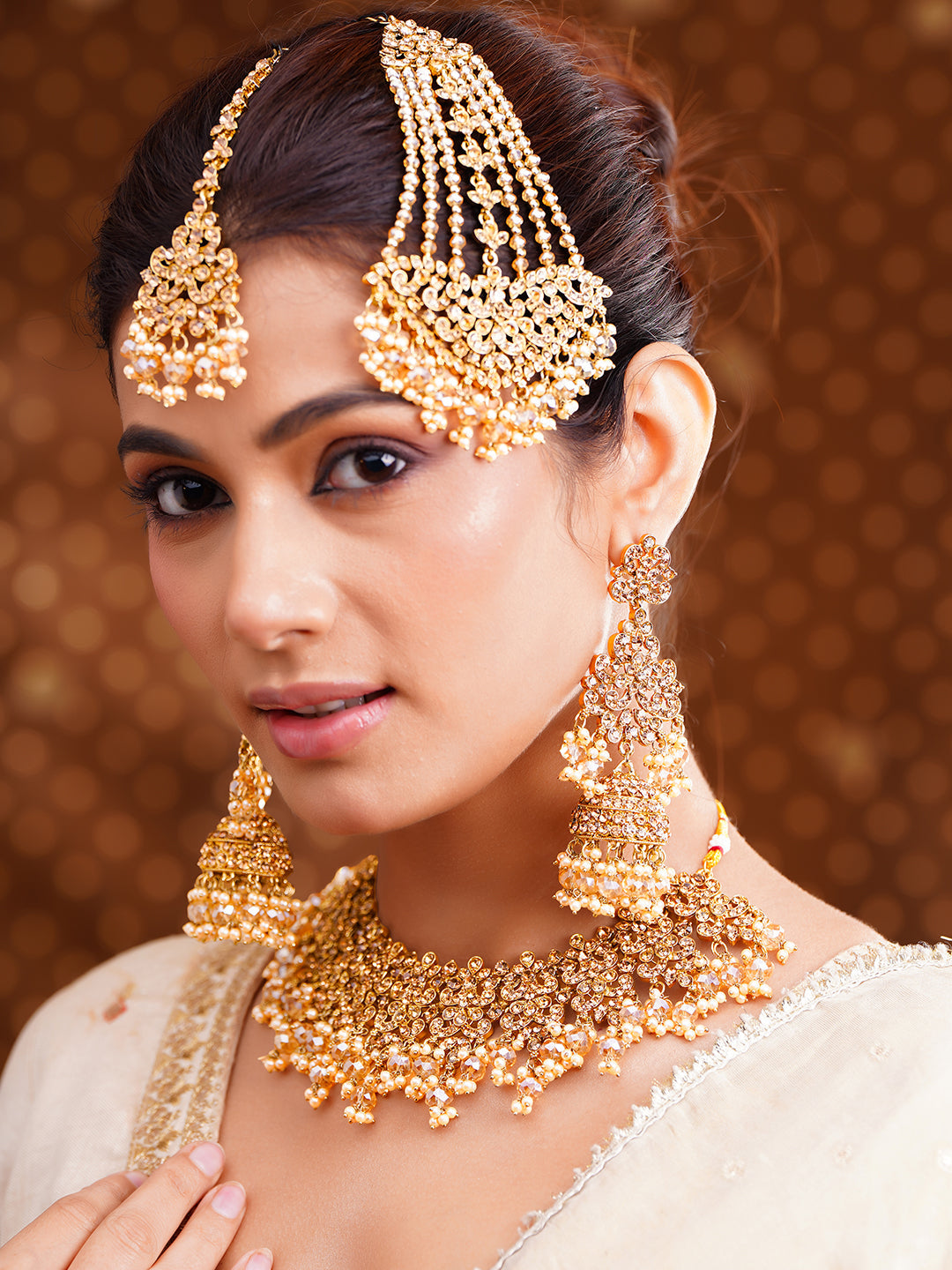 Golden Heirloom Pearl Drape Jewellery Set Length - 16 cm
