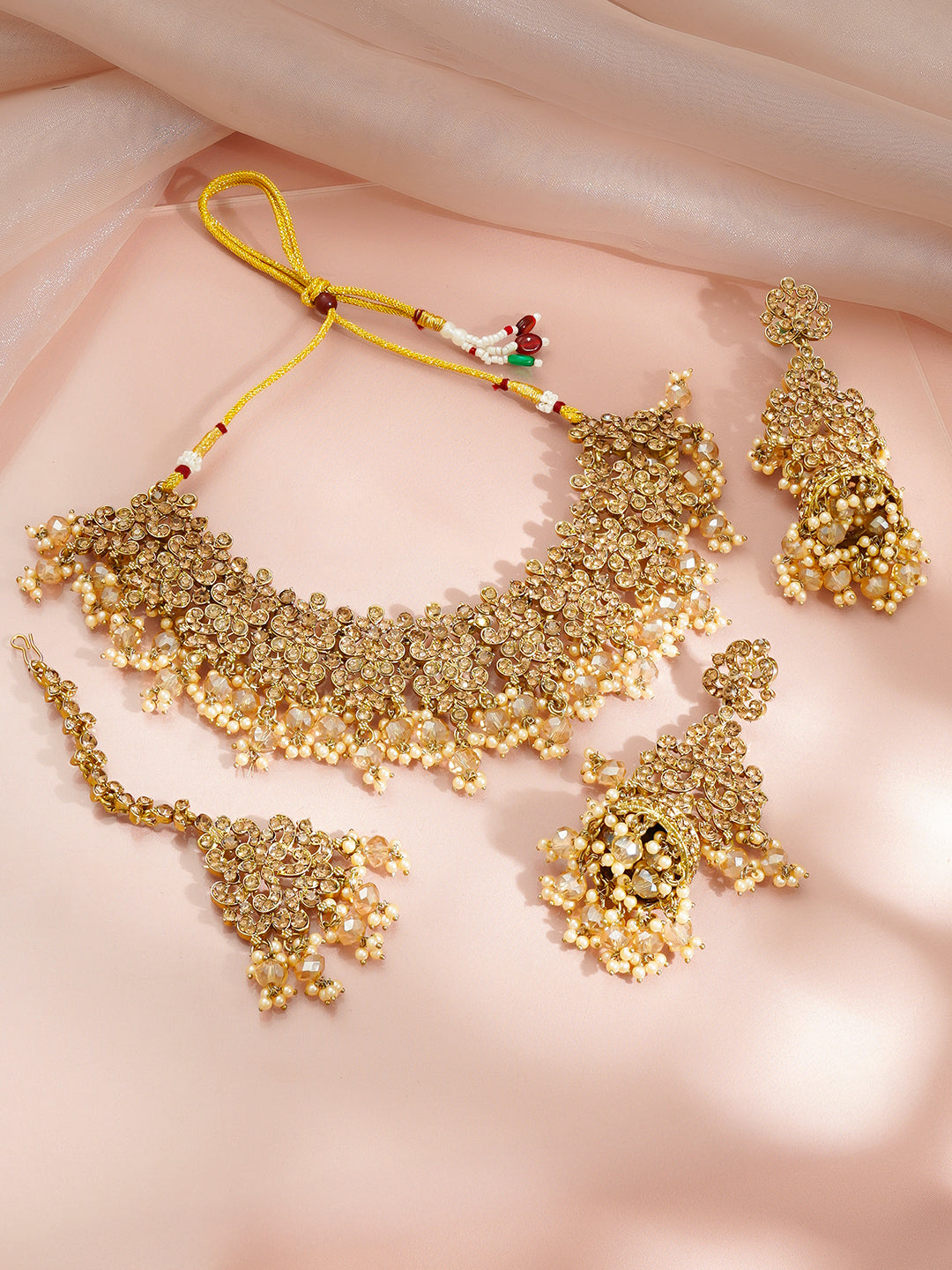 Golden Heirloom Pearl Drape Jewellery Set Length - 16 cm