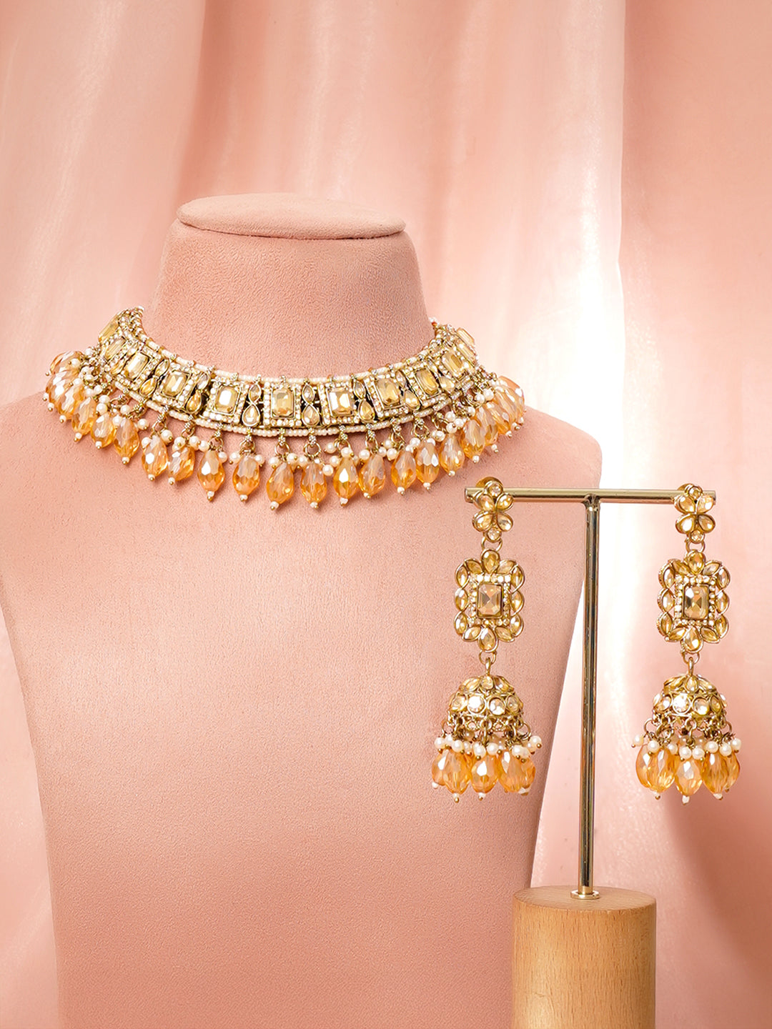 Champagne Dusk Bridal Necklace Set Length - 11.2 cm