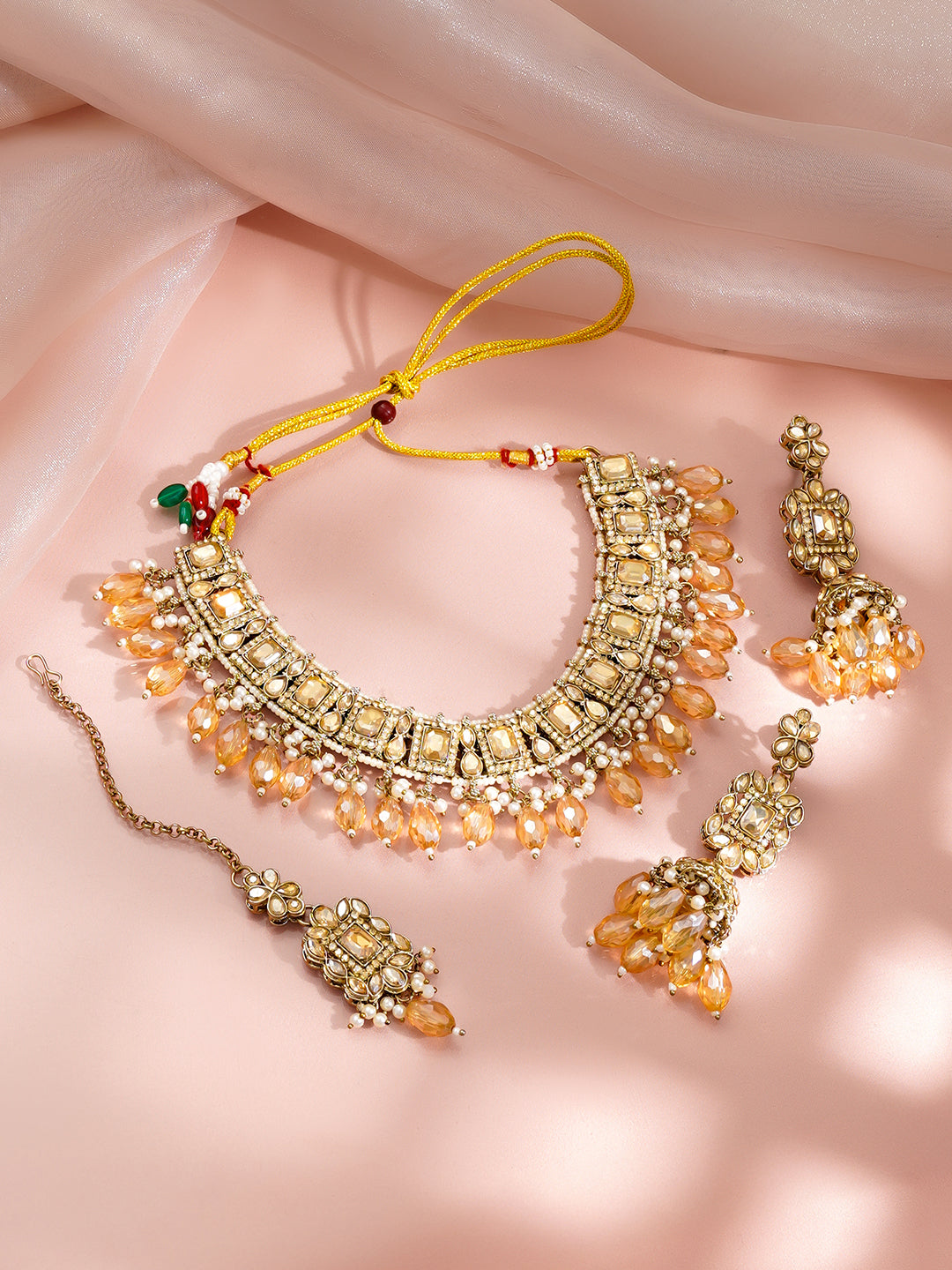 Champagne Dusk Bridal Necklace Set Length - 11.2 cm