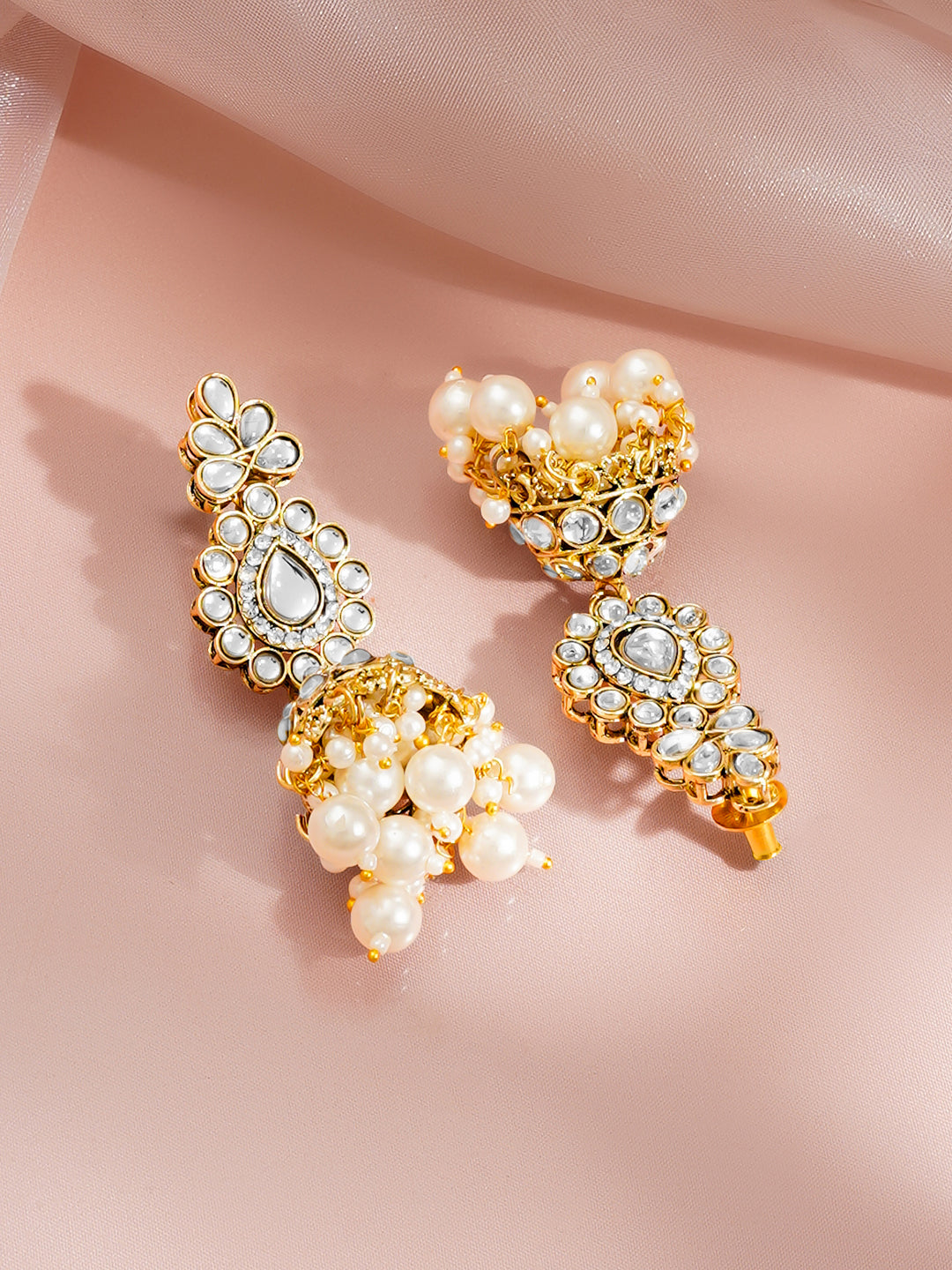 Kundan Pearl Cascade Bridal Set Length - 12.3 cm