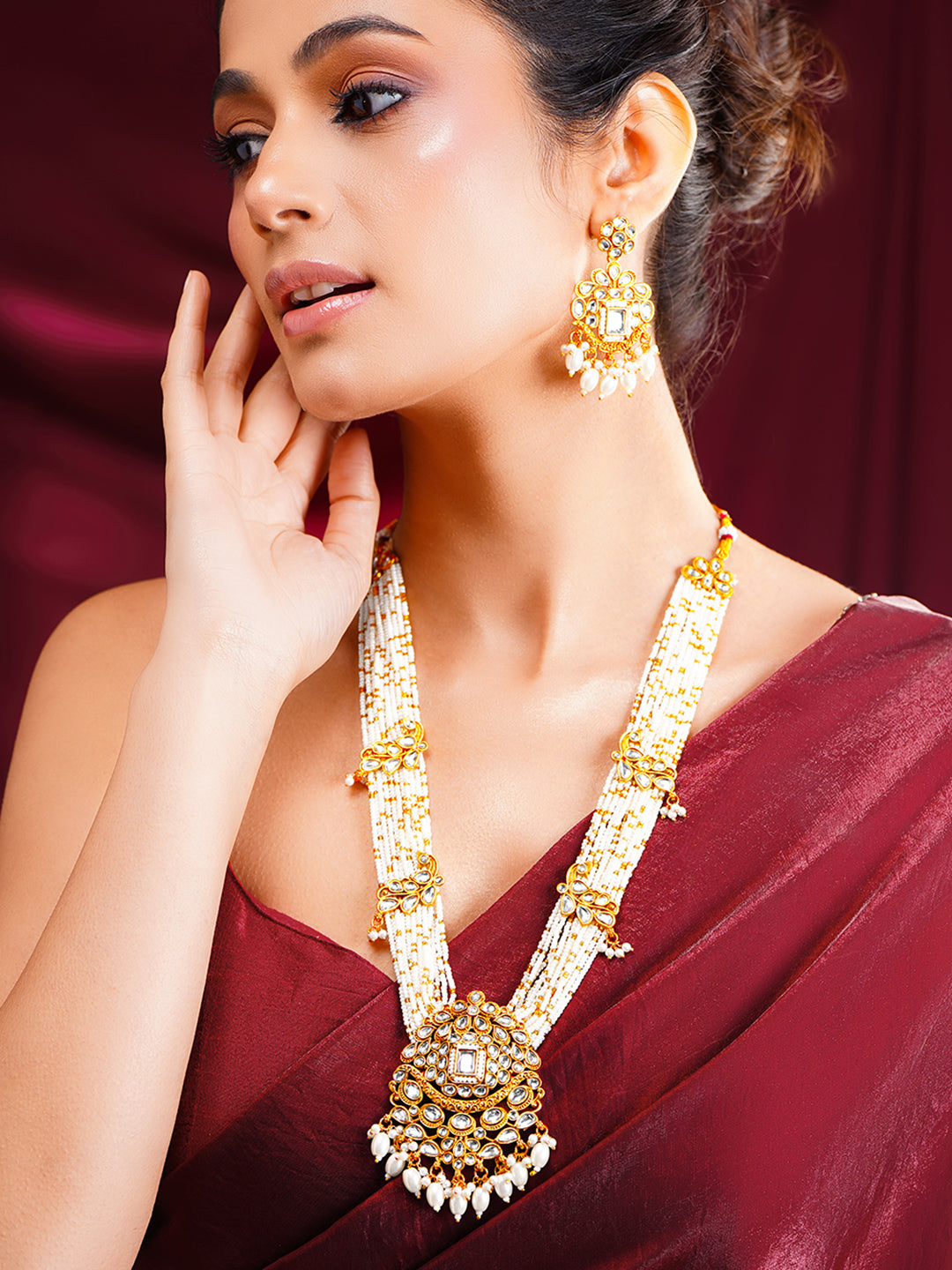 Pearl Cascade Wedding Necklace Set Length - 26.5 cm