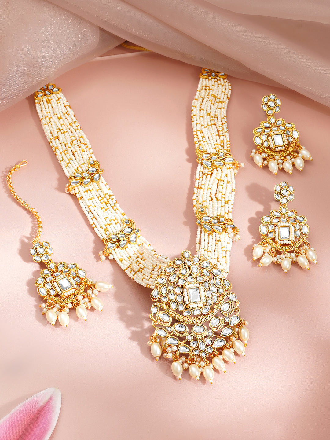 Pearl Cascade Wedding Necklace Set Length - 26.5 cm