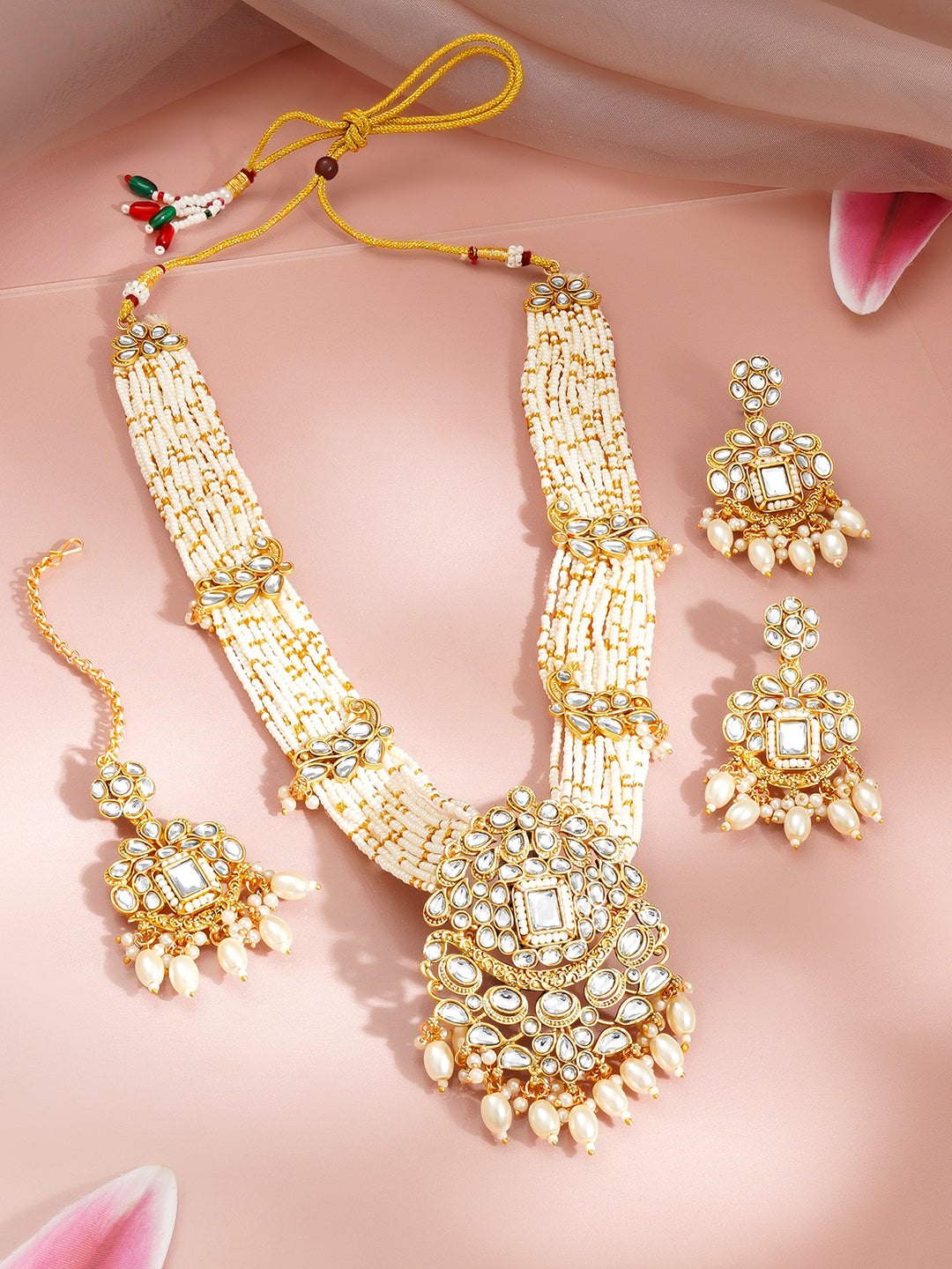 Pearl Cascade Wedding Necklace Set Length - 26.5 cm
