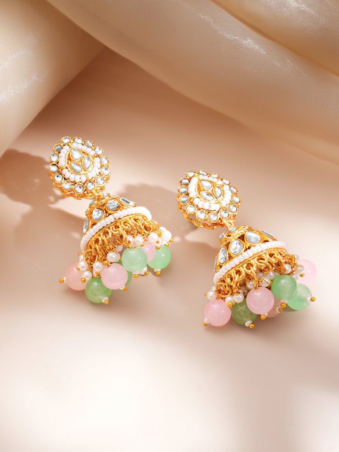 【Rubans】 Gold-Plated Kundan Pastel Beaded Choker Jewellery Set｜ゴールドメッキ クンダン パステルビーズ チョーカー ジュエリーセット