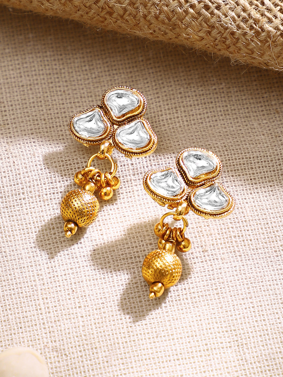 【Rubans】Gold Plated Teardrop Kundan Choker Necklace Set｜ゴールドメッキ ティアドロップ クンダン チョーカーセット