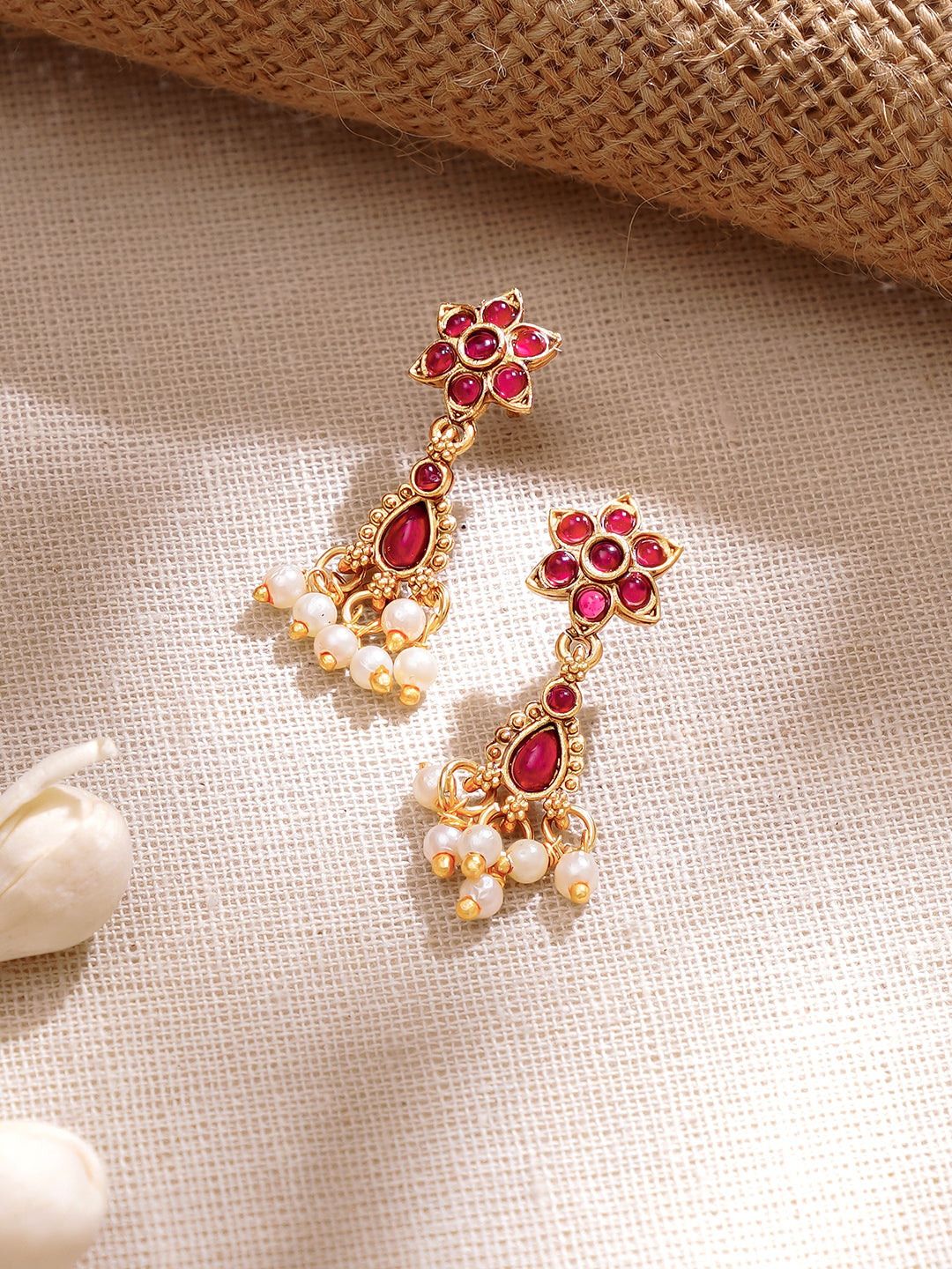 【Rubans】Gold Plated Ruby Dew Kemp Pearl Cascade Choker Set｜ゴールドメッキ ルビーデュー ケンプ パール カスケード チョーカーセット
