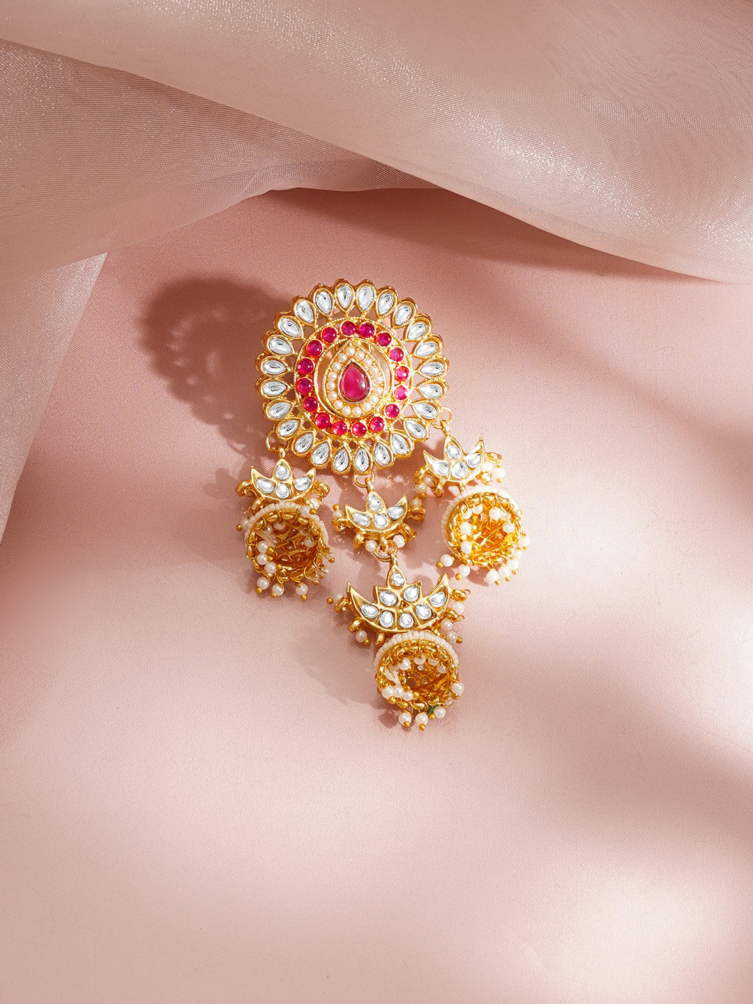 【Rubans】 Gold Plated Kundan Floral Hair Accessories｜ゴールドメッキ クンダン フローラル ヘアアクセサリー