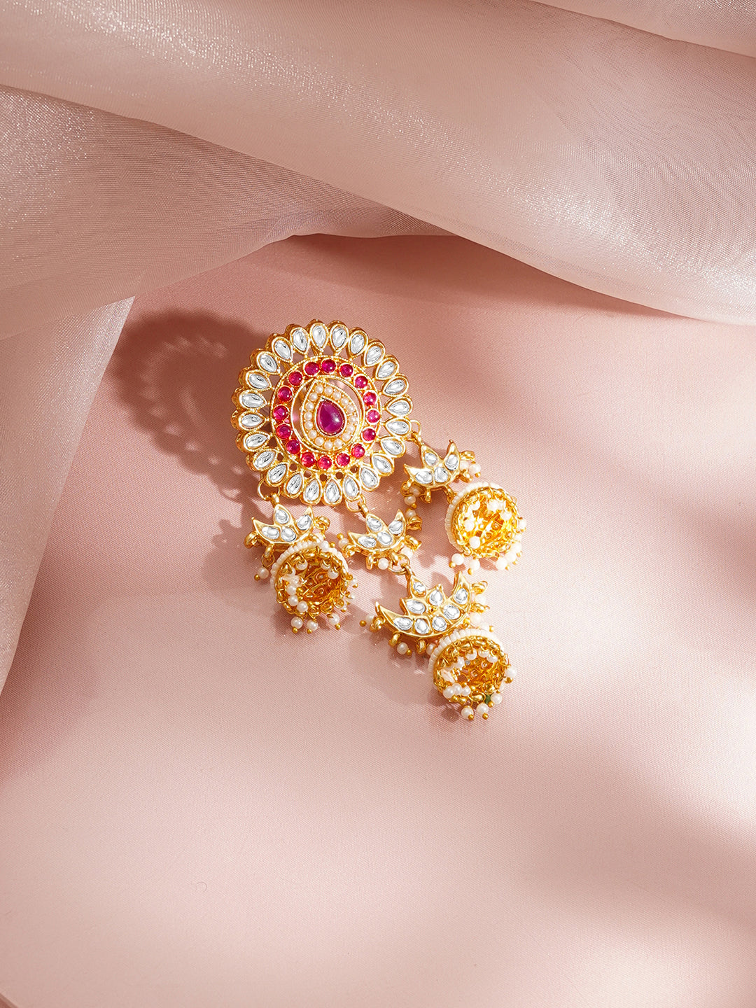 【Rubans】 Gold Plated Kundan Floral Hair Accessories｜ゴールドメッキ クンダン フローラル ヘアアクセサリー