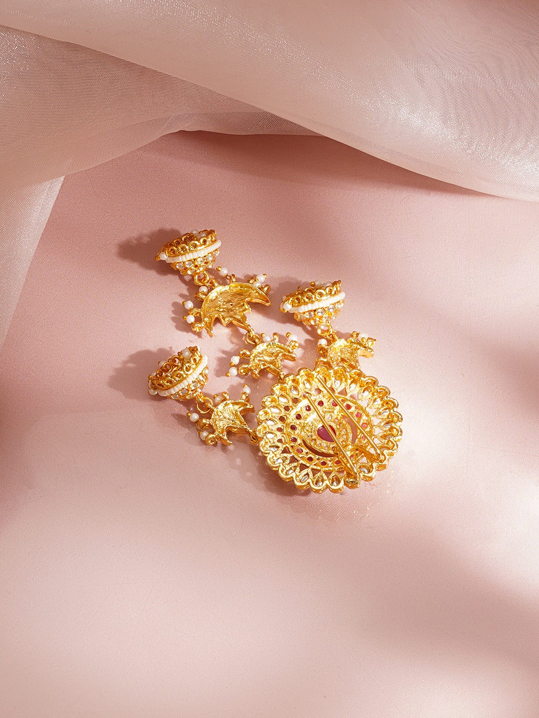 【Rubans】 Gold Plated Kundan Floral Hair Accessories｜ゴールドメッキ クンダン フローラル ヘアアクセサリー